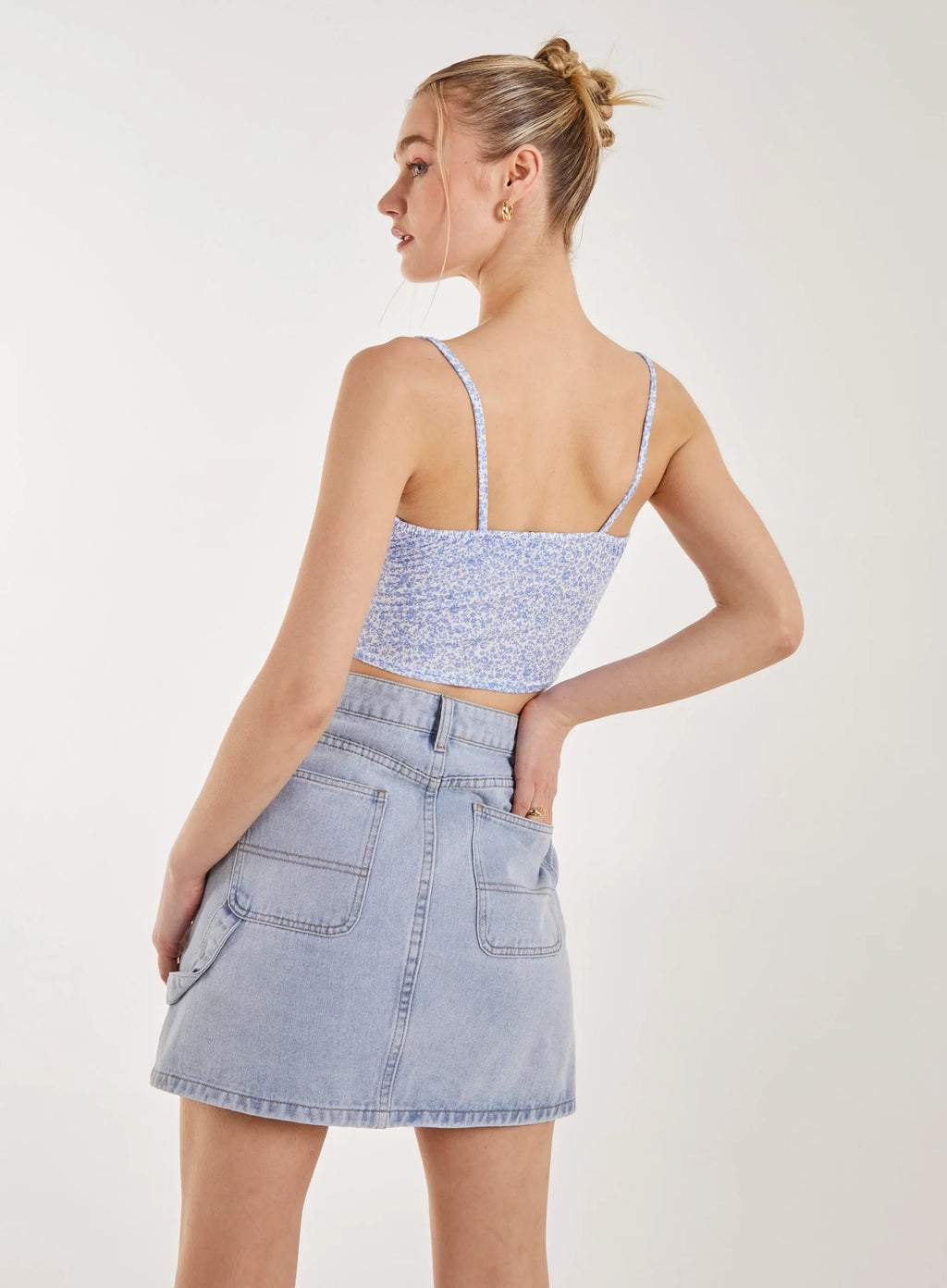 Floral Tie Front Cami Cropped Top