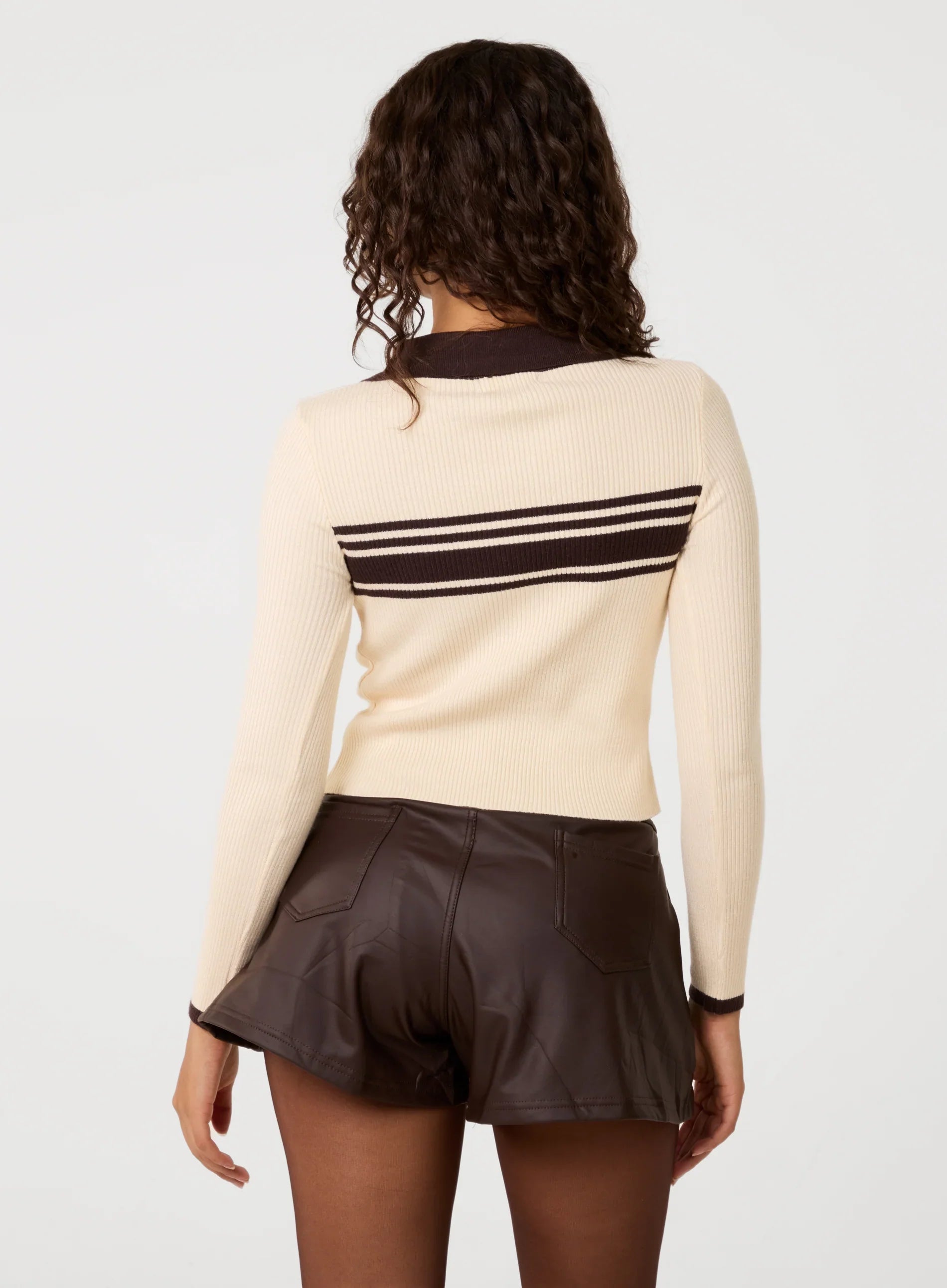 Stripe Front Zip Up Sweatshirt