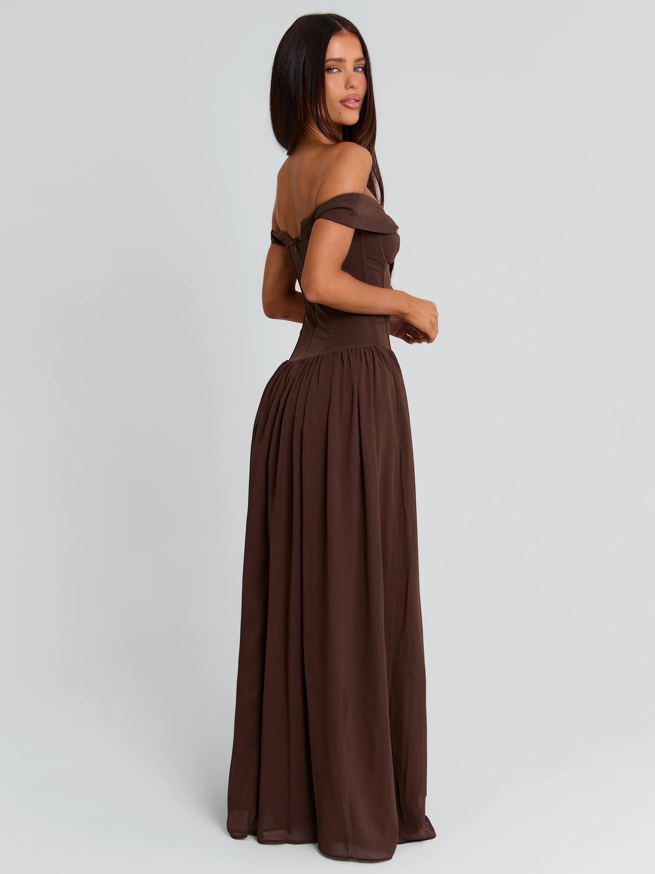 JUNIPIA MAXI DRESS CHOCOLATE