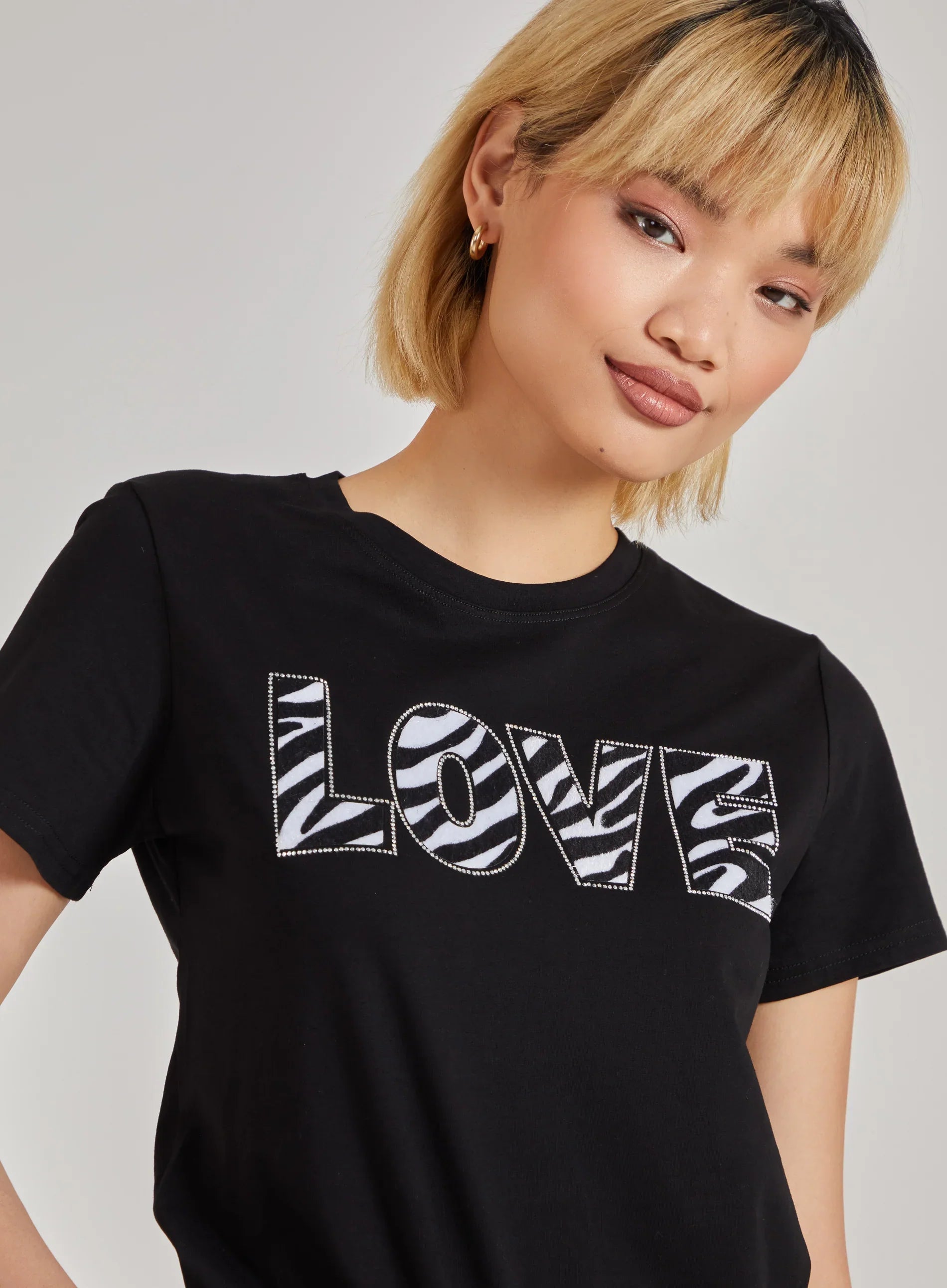Zebra Print Love Slogan T-Shirt