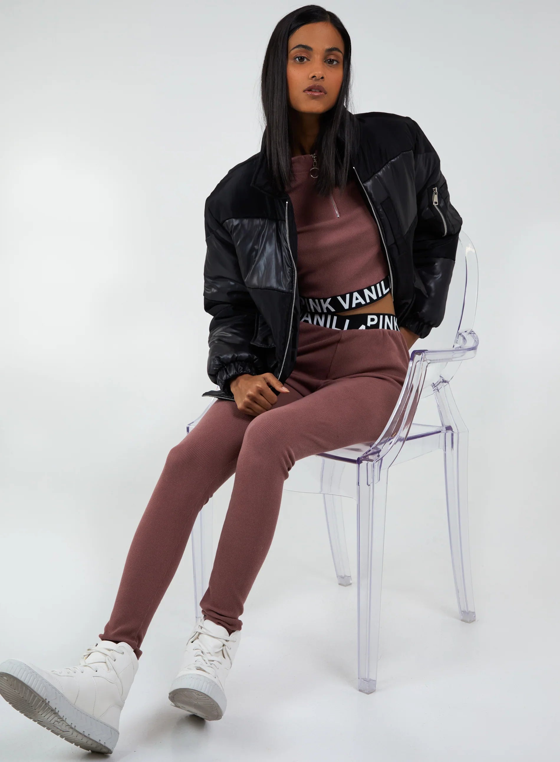 Ribbed Legging With Logo Waistband Leggings