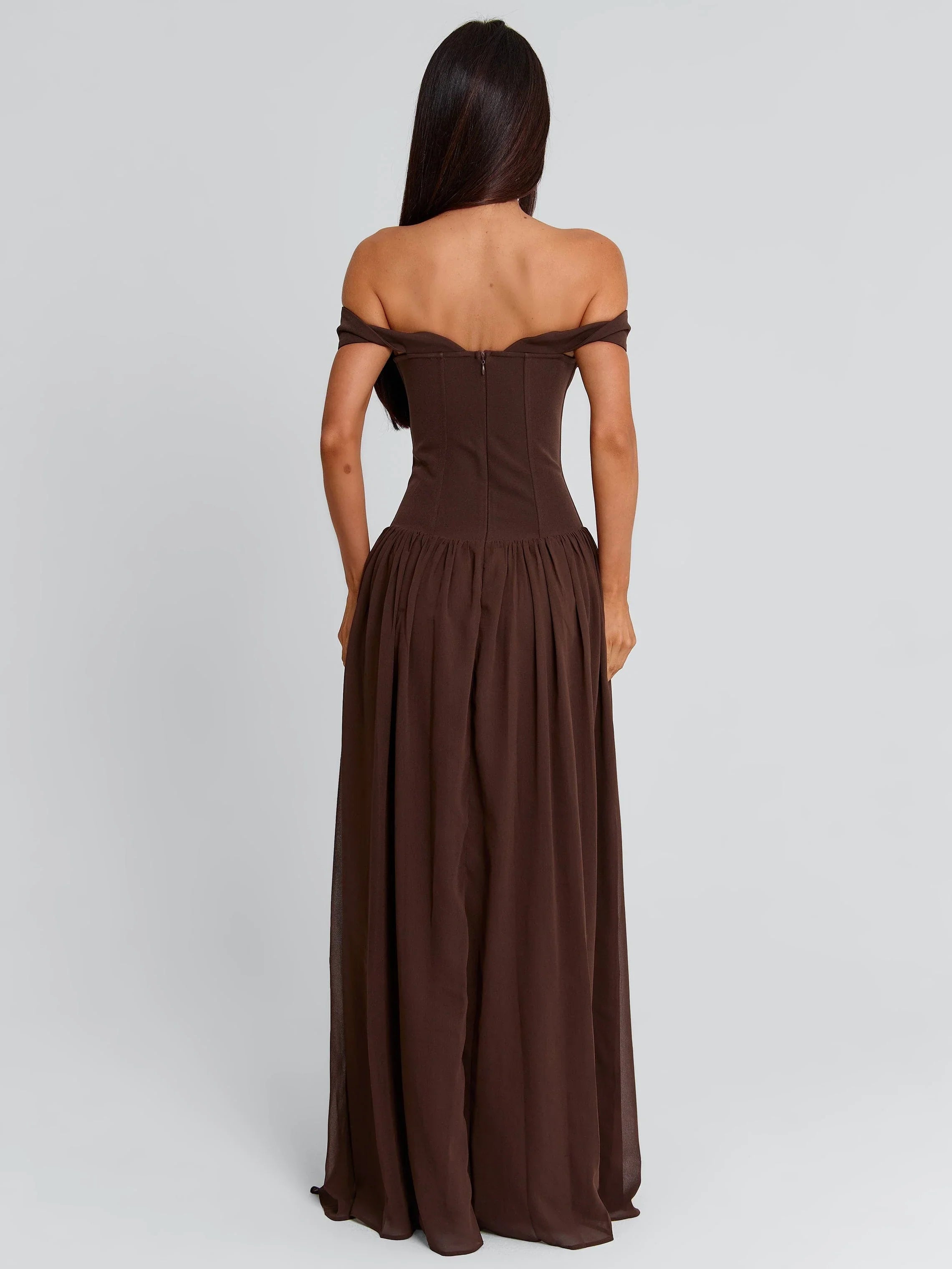 JUNIPIA MAXI DRESS CHOCOLATE