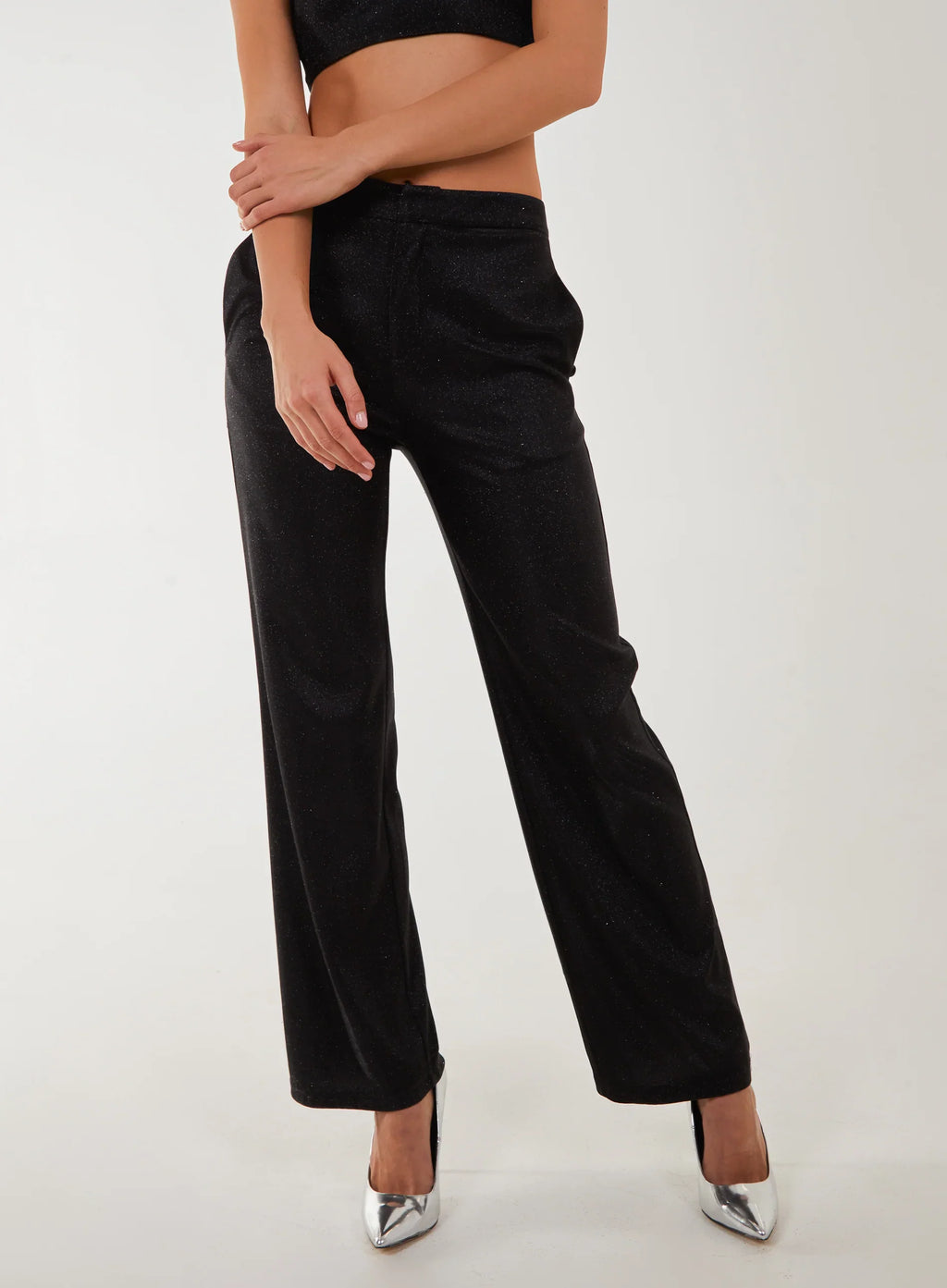 Metallic Straight Leg Trousers