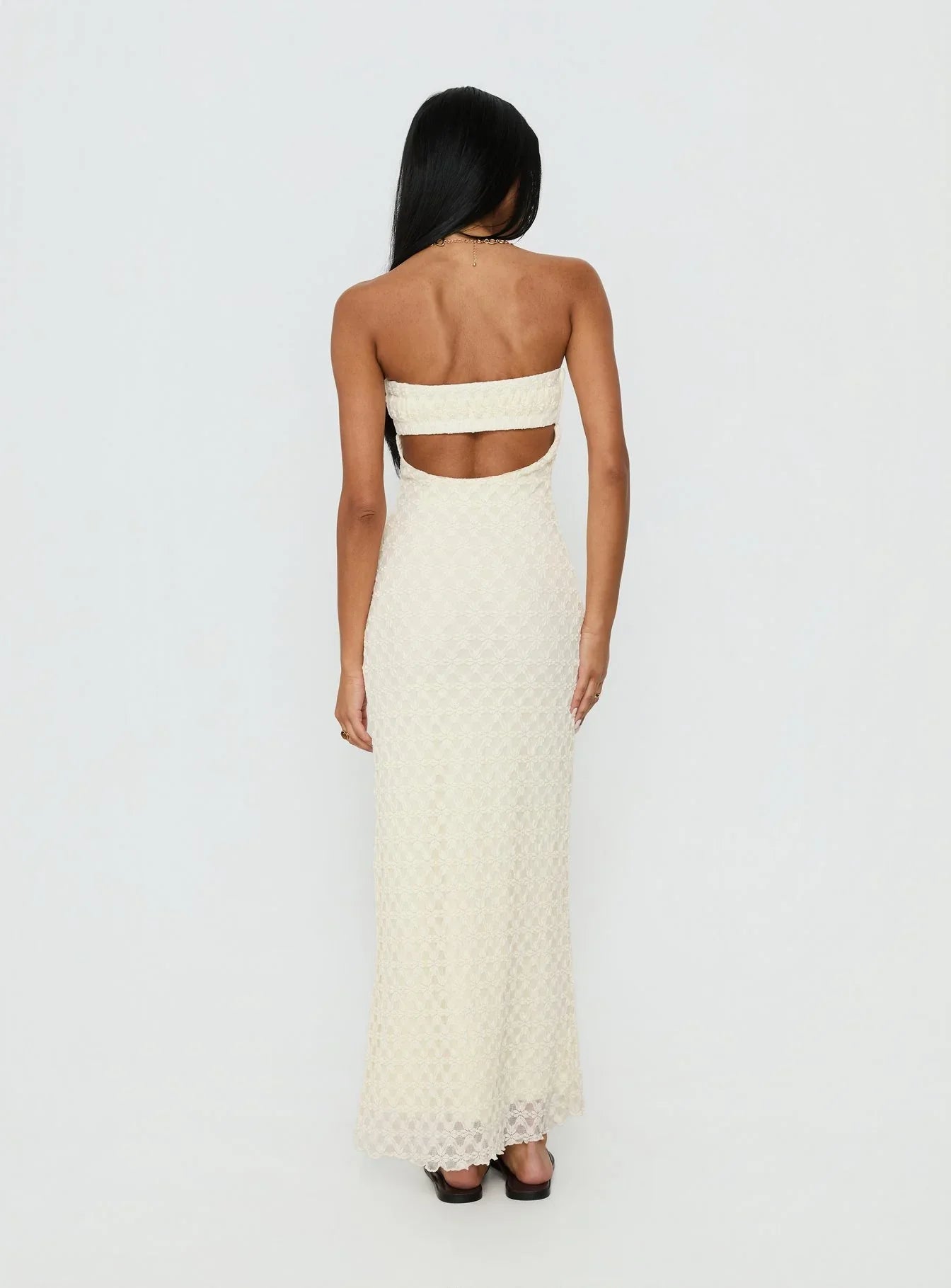 Aryela Strapless Textured Maxi Dress Cream