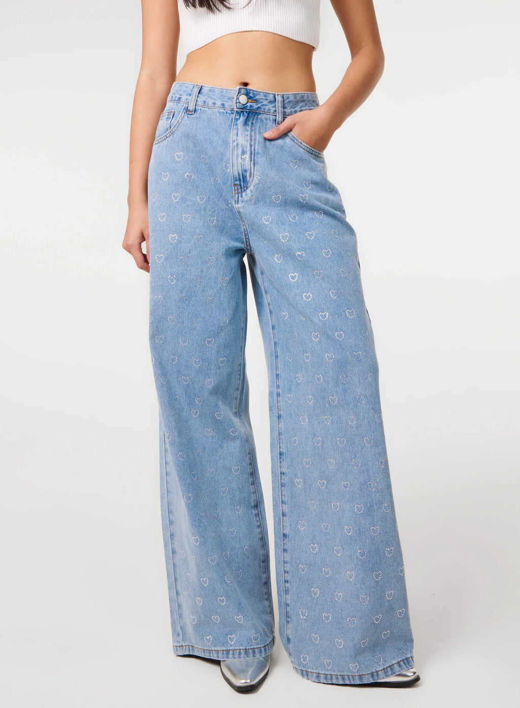 Heart Embellished Jeans
