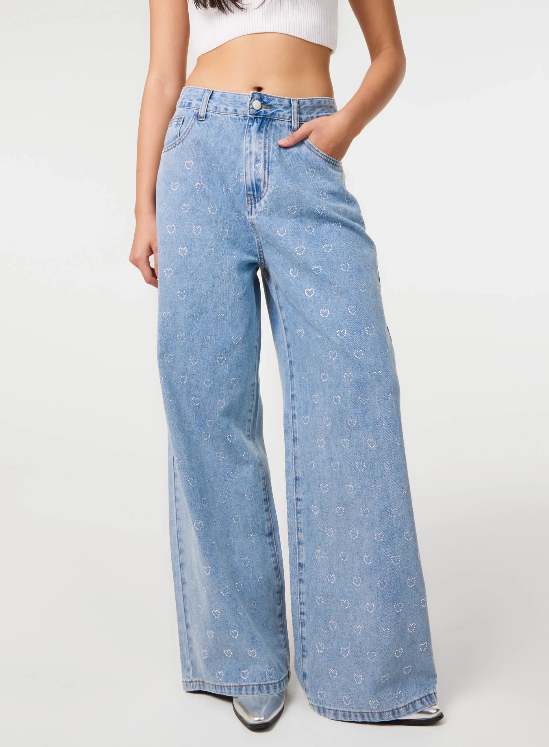 Heart Embellished Jeans