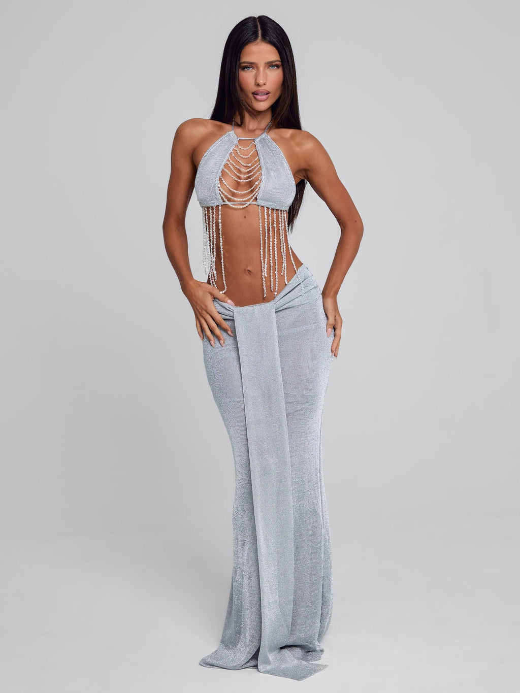 NIVRA MAXI SKIRT SILVER