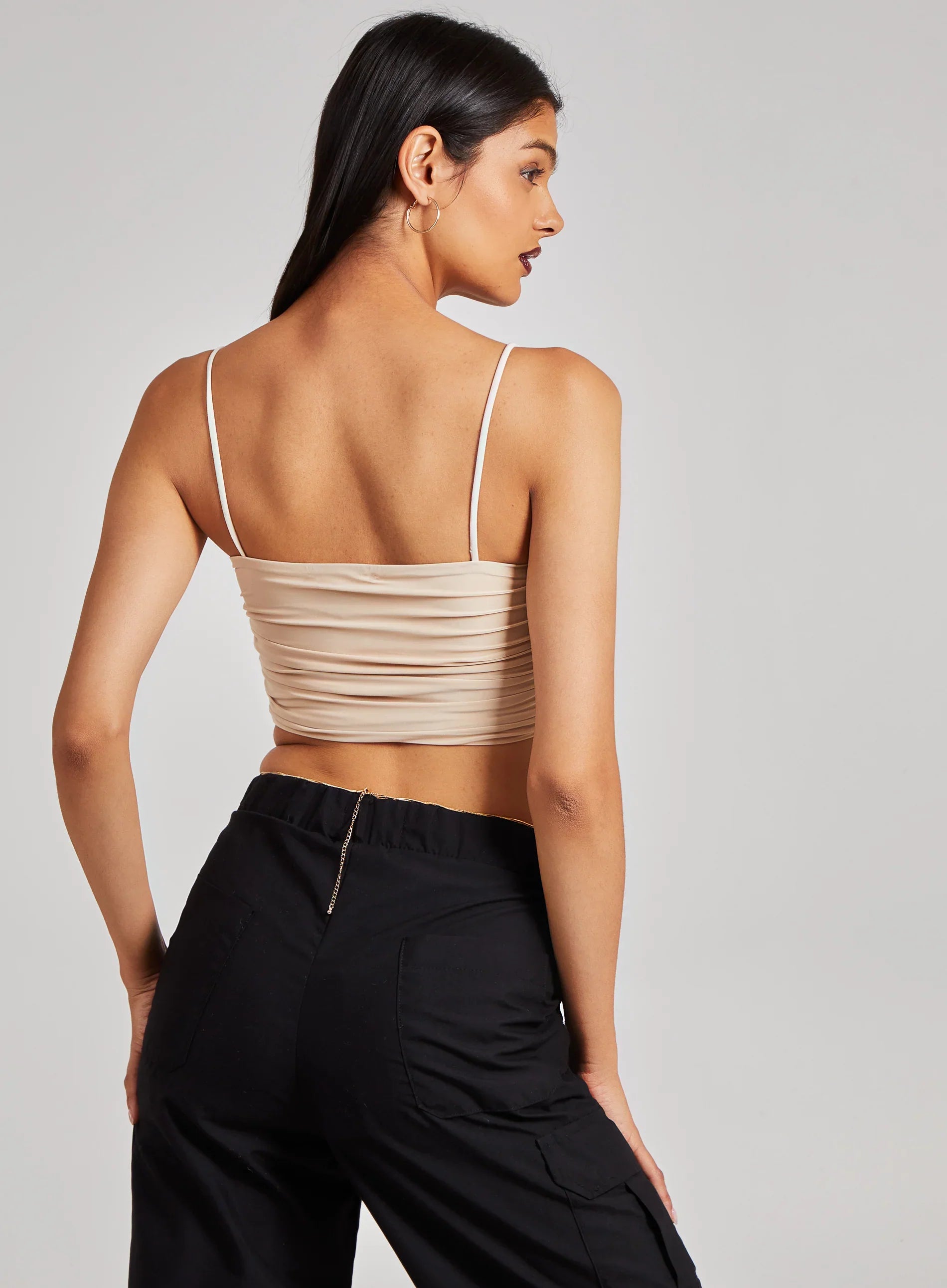 Gathered Ring Detail Slinky Cami Top