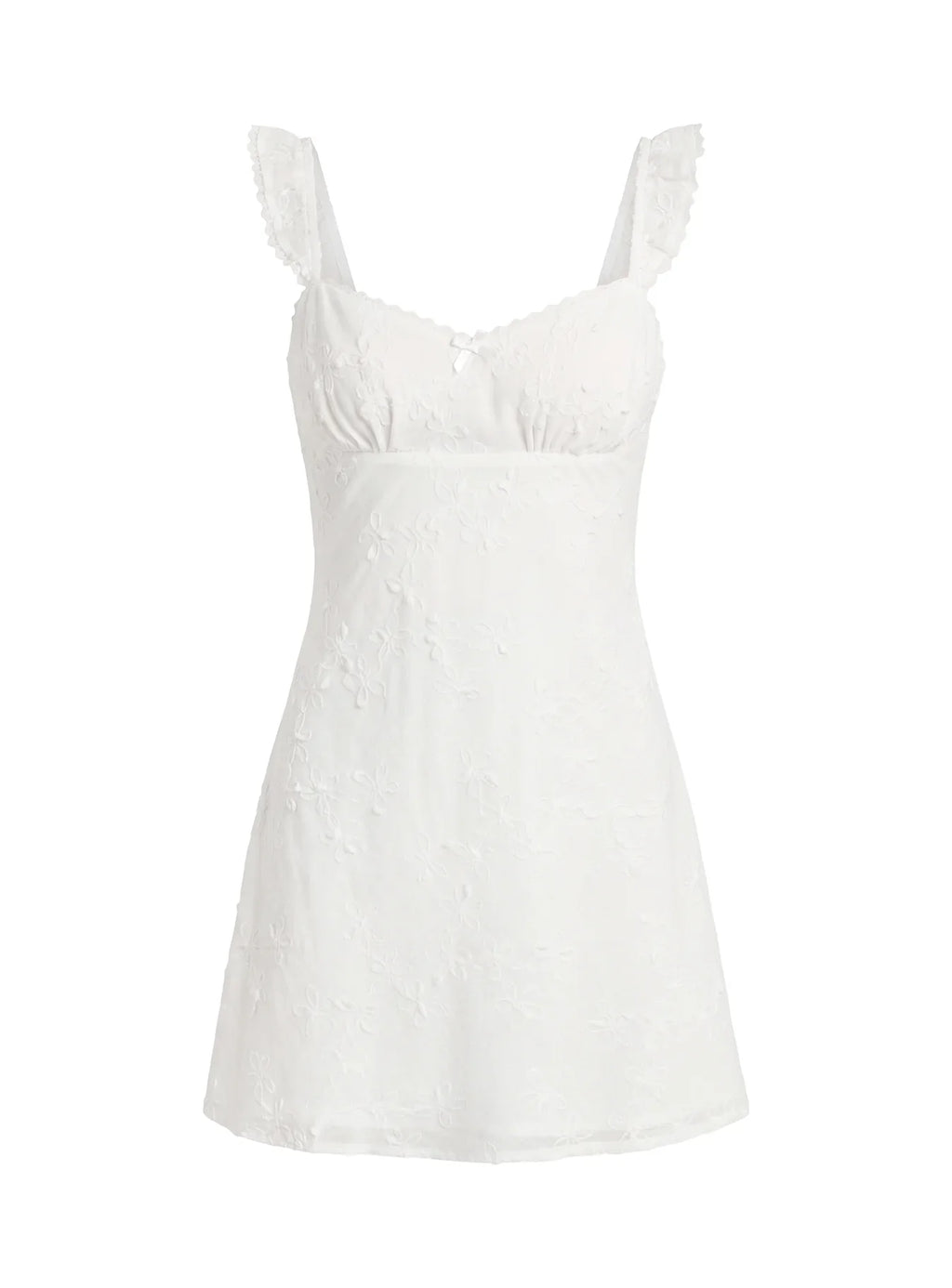 Beacall Embroidered Mini Dress White