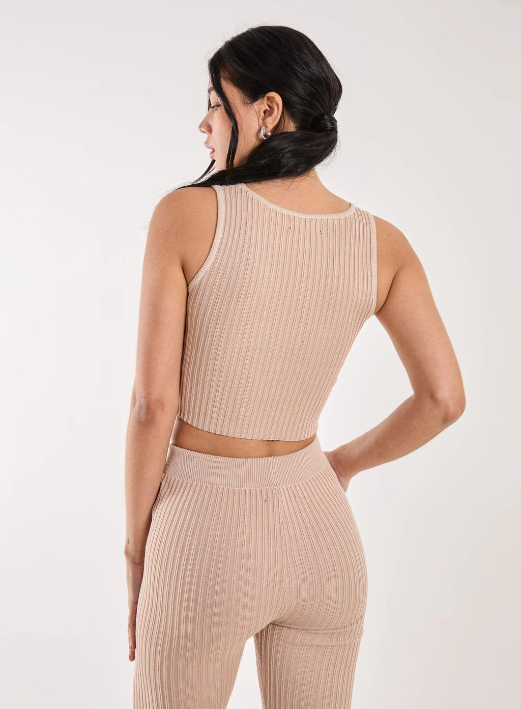 Two Tone Rib Corset Detail Top