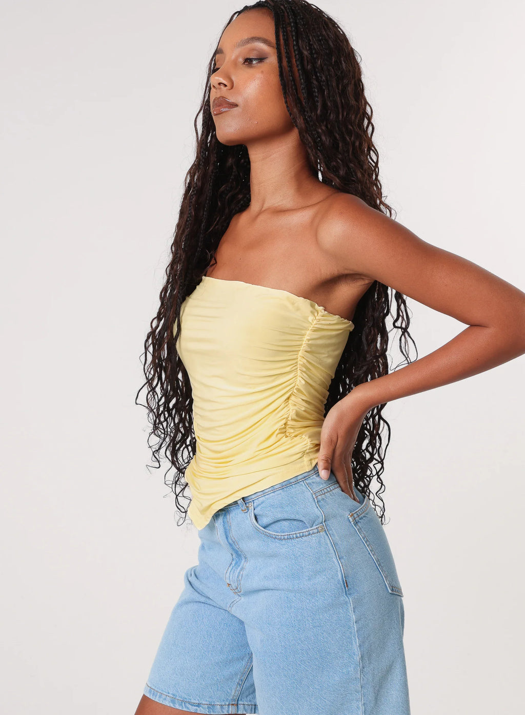 Ruched Slinky Bandeau Top