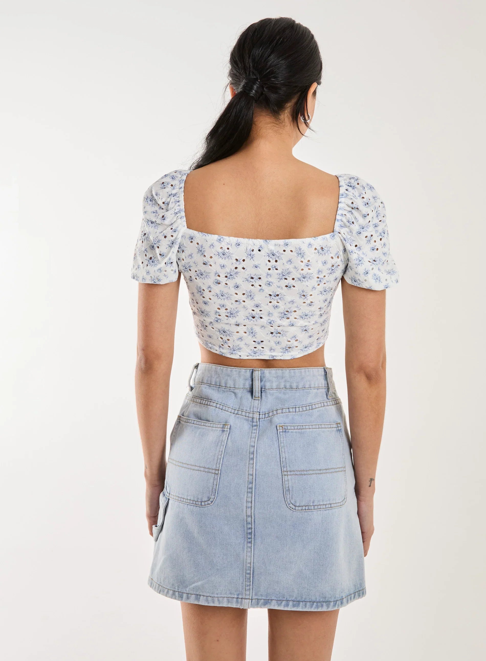 Floral Broderie Puff Sleeve Top