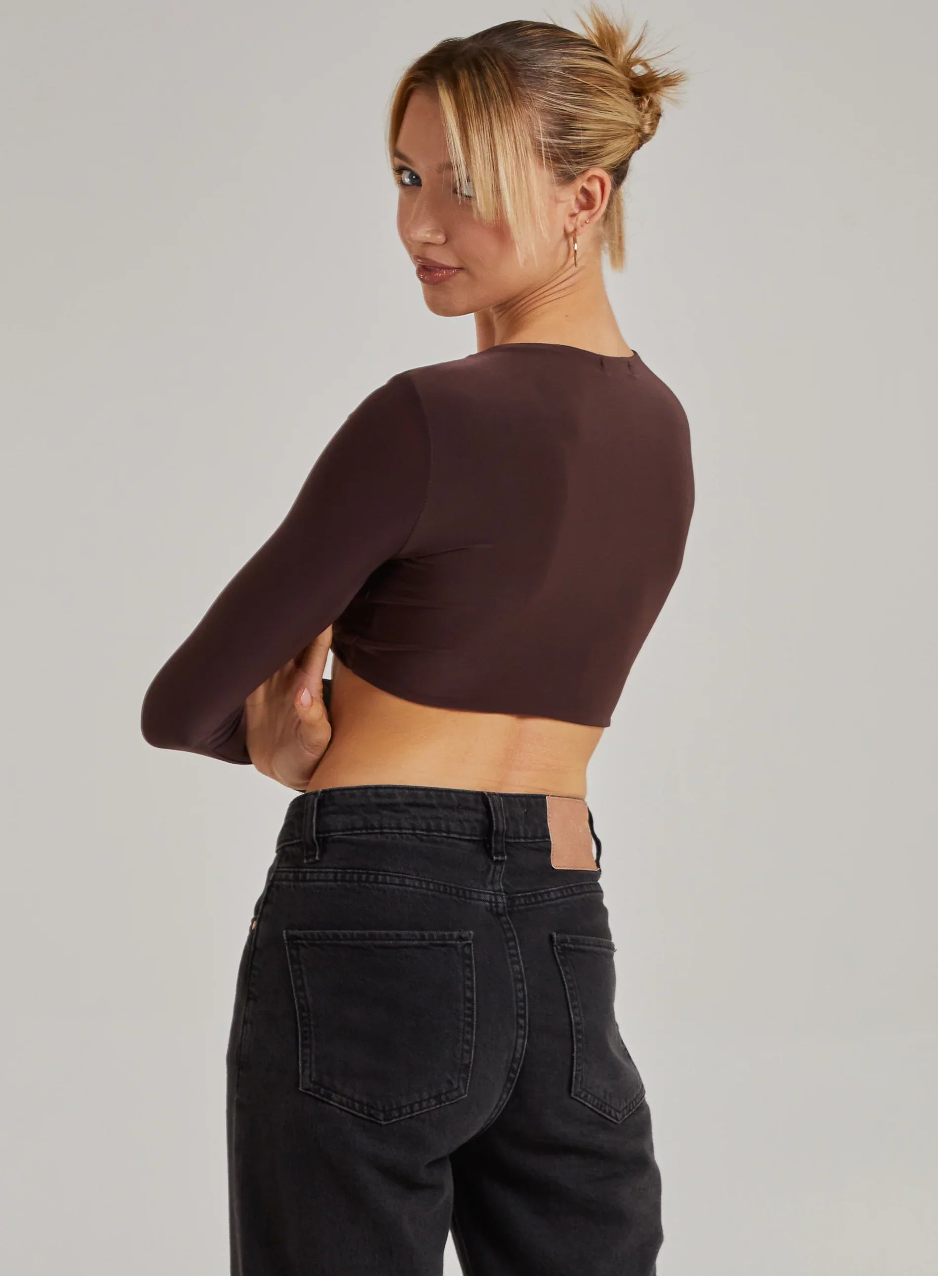 Gold Trim Slinky Long Sleeve Top