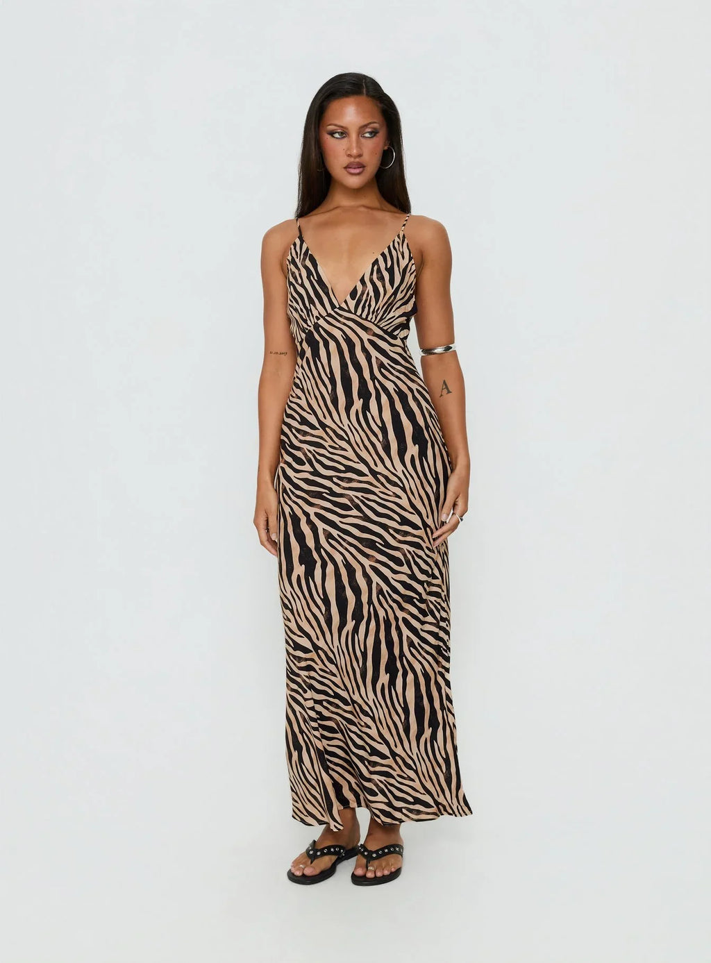 Cherilynn V Neck Maxi Dress Zebra
