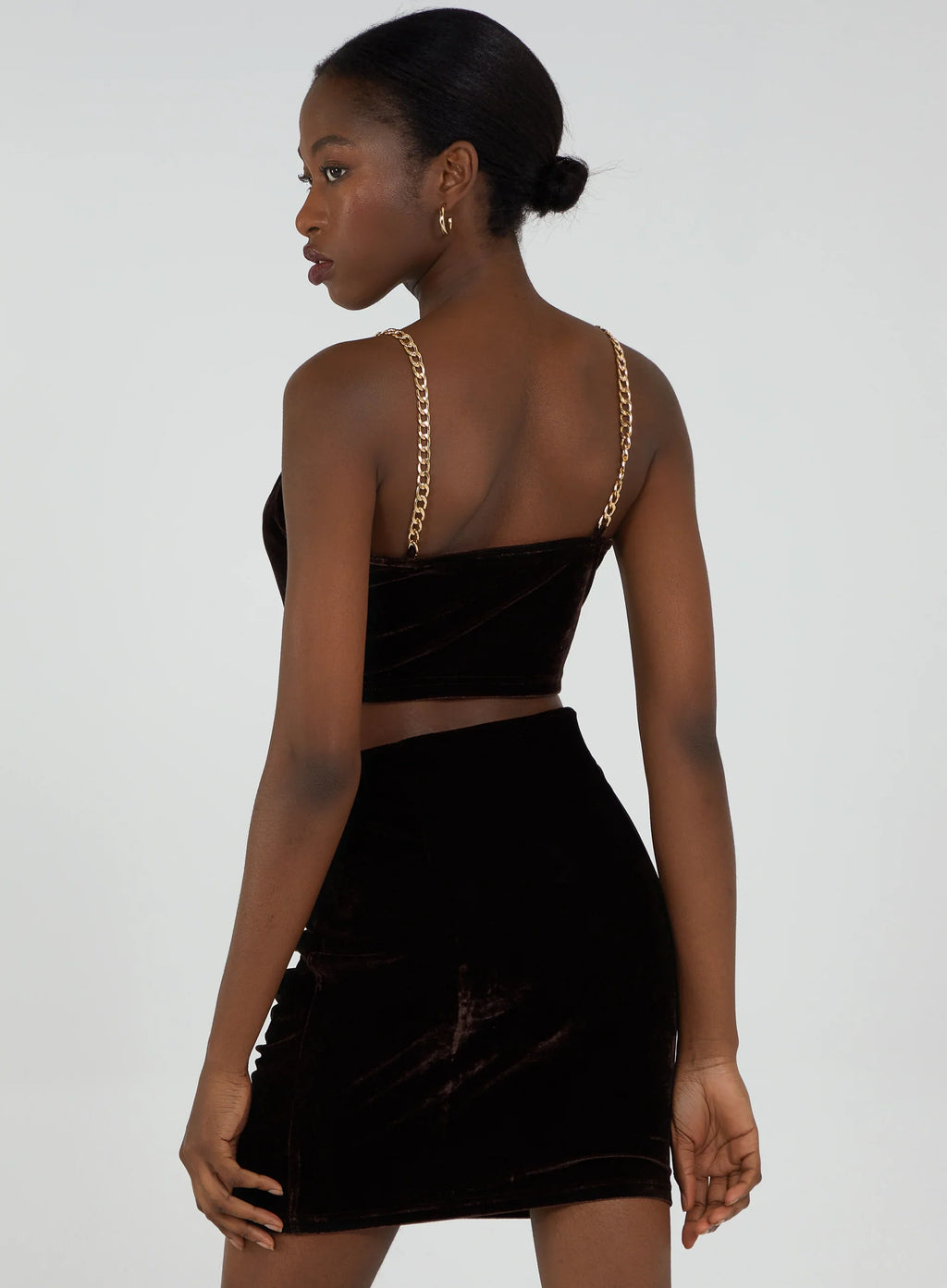 Velvet Chain Detail Crop Top