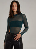 Glitter Long Sleeve Mesh Bodysuit