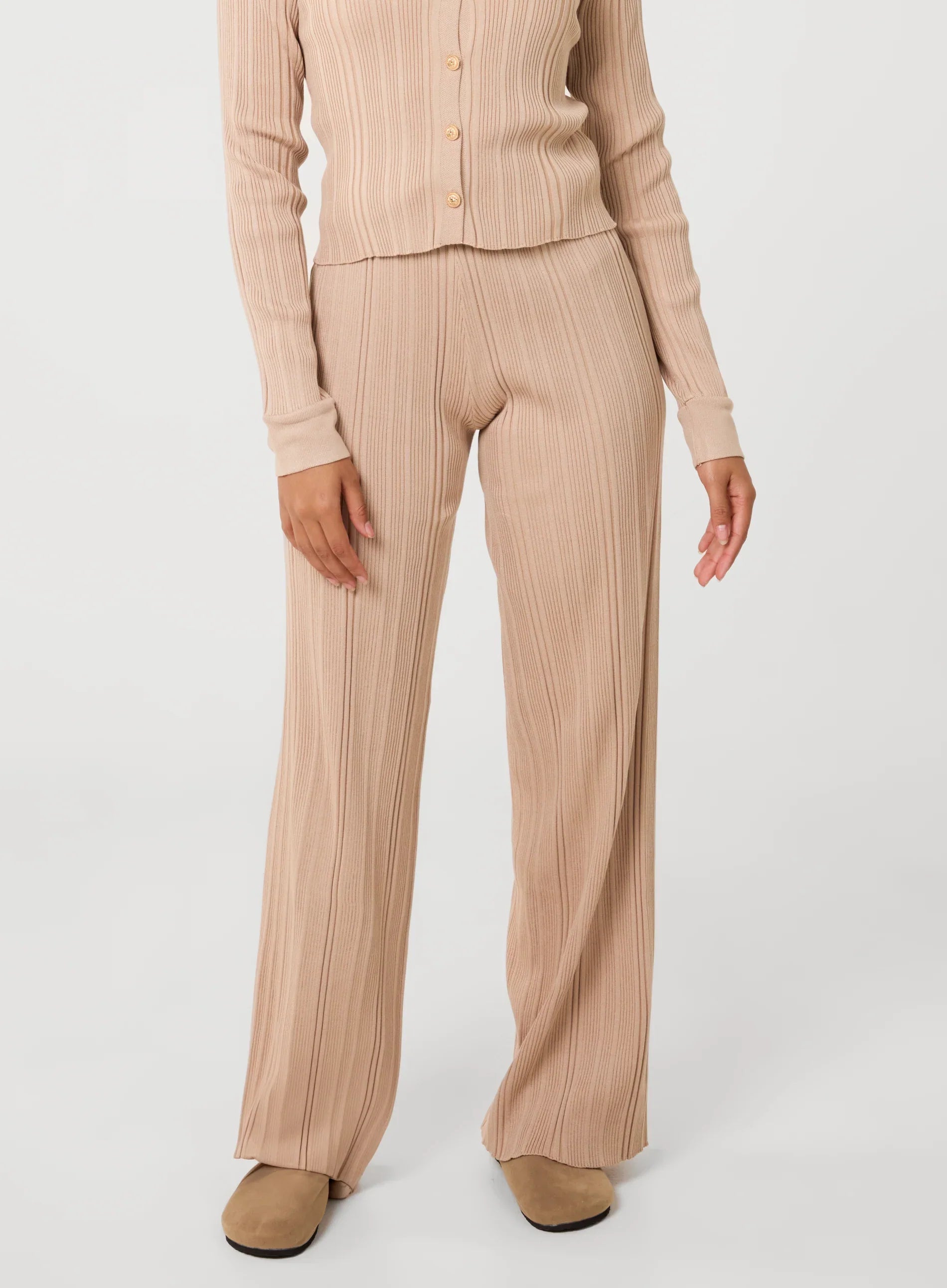 Textured Shirt And Wide Leg Trouser Set