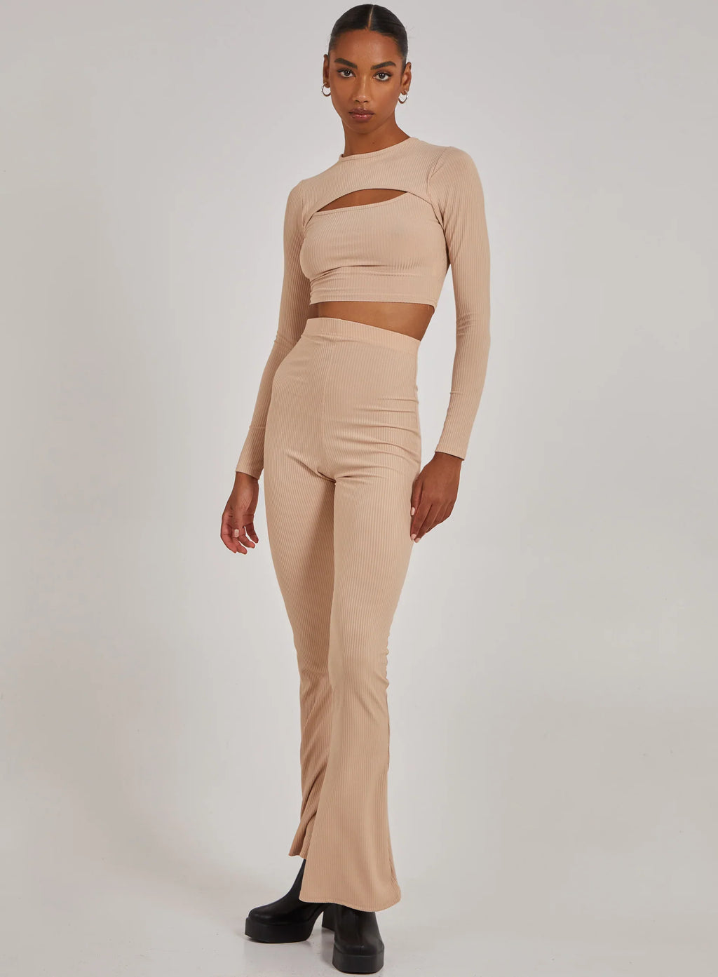 Ribbed Long Sleeve Letterbox Top