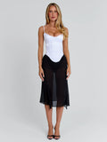 KAILEN MIDI DRESS WHITE BLACK