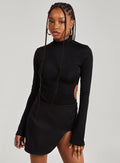 Slinky Cut Out Flare Sleeve Bodysuit