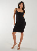 Slinky Cowl Neck Midi Dress