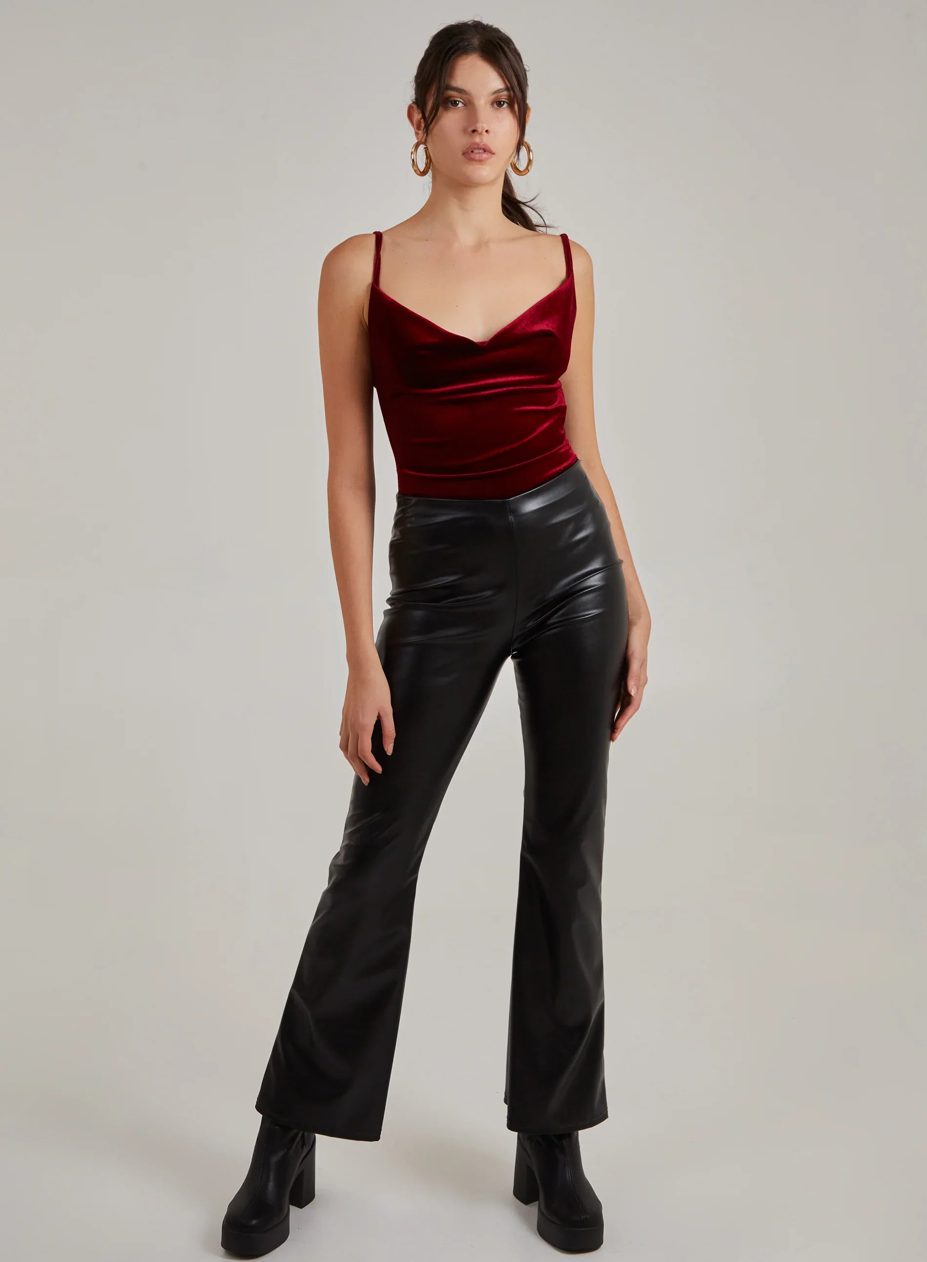 Flare Leather Look Trousers