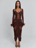 CHERREY MAXI DRESS CHOCOLATE