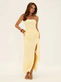 Analeah Strapless Maxi Dress Lemon Yellow