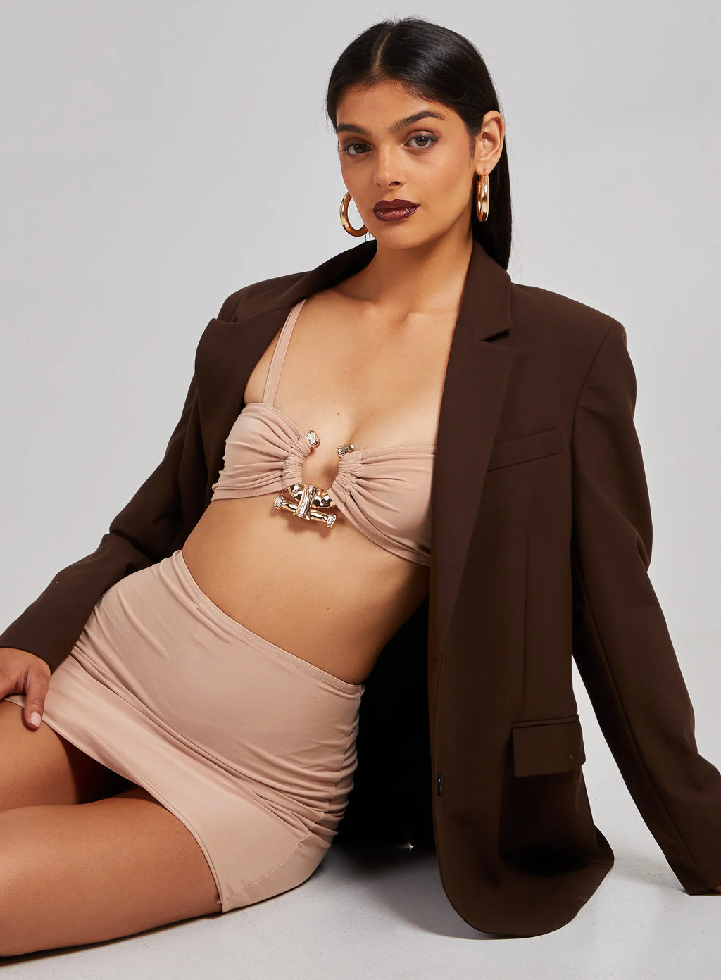 Gold Trim Slinky Crop Top