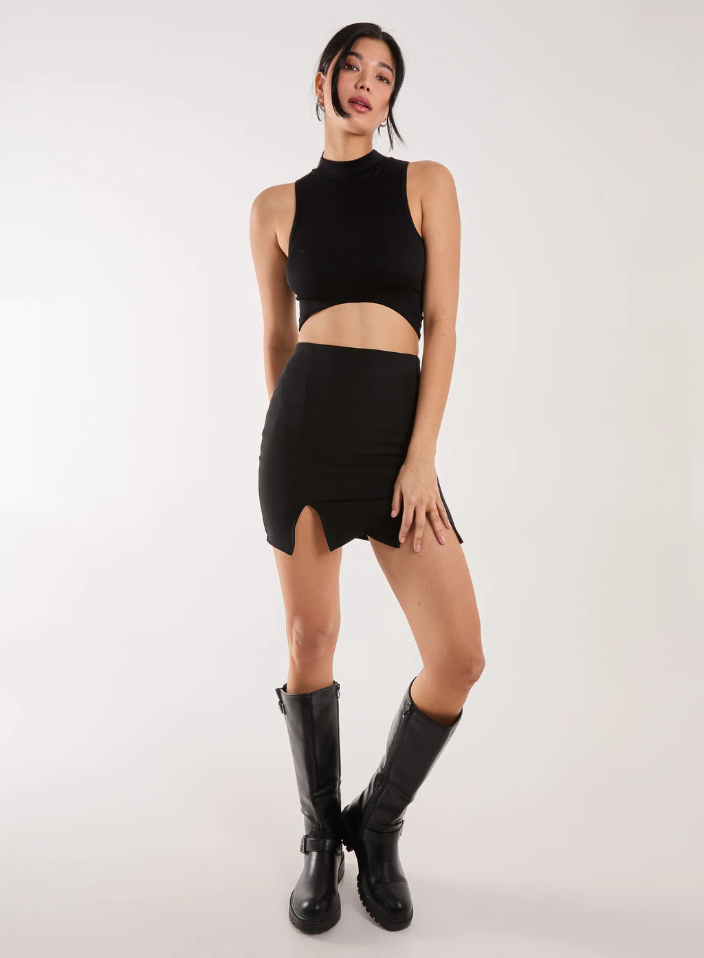 Bandage Double Split Mini Skirt