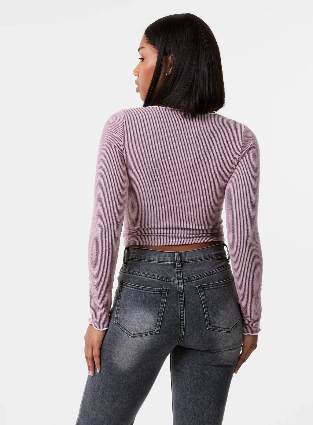 Long Sleeve Rib Top with Bow