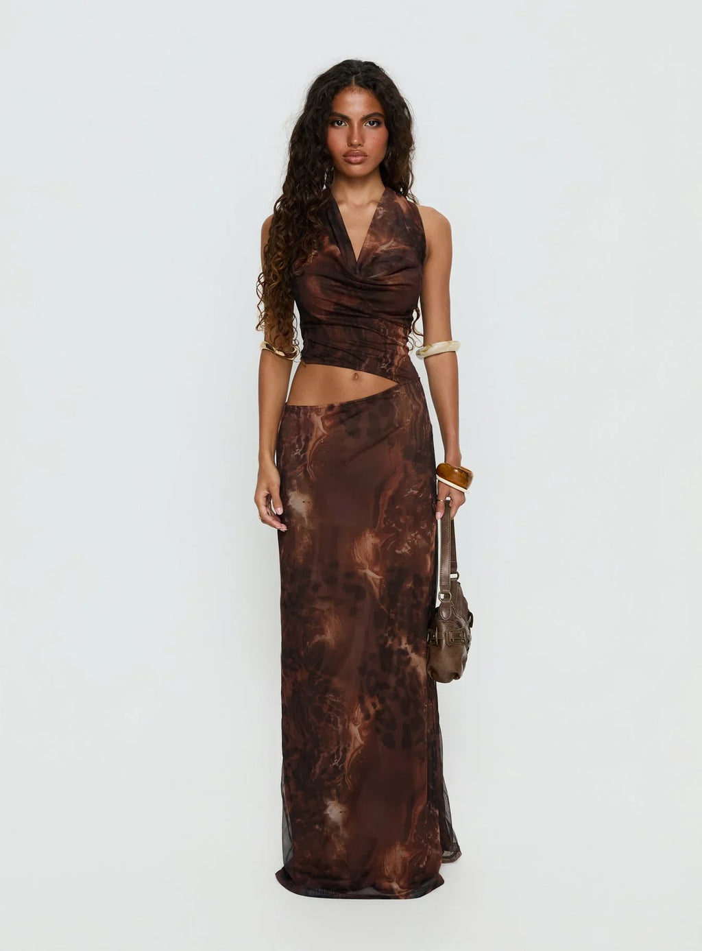 Livara Cowl Cut Out Maxi Dress Multi