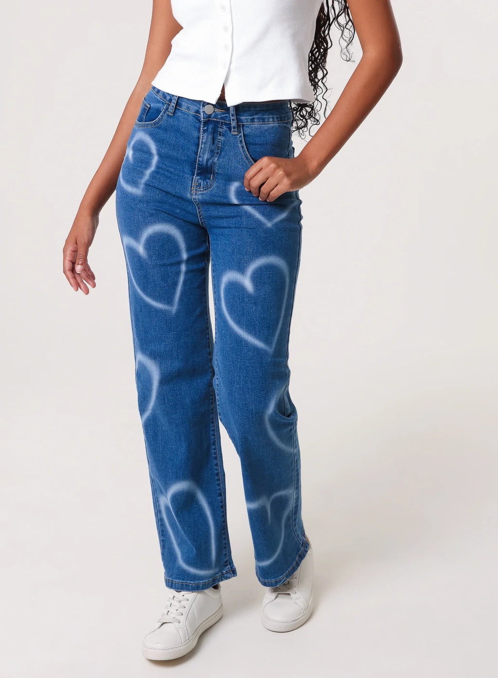 Spray Heart Detail Jeans