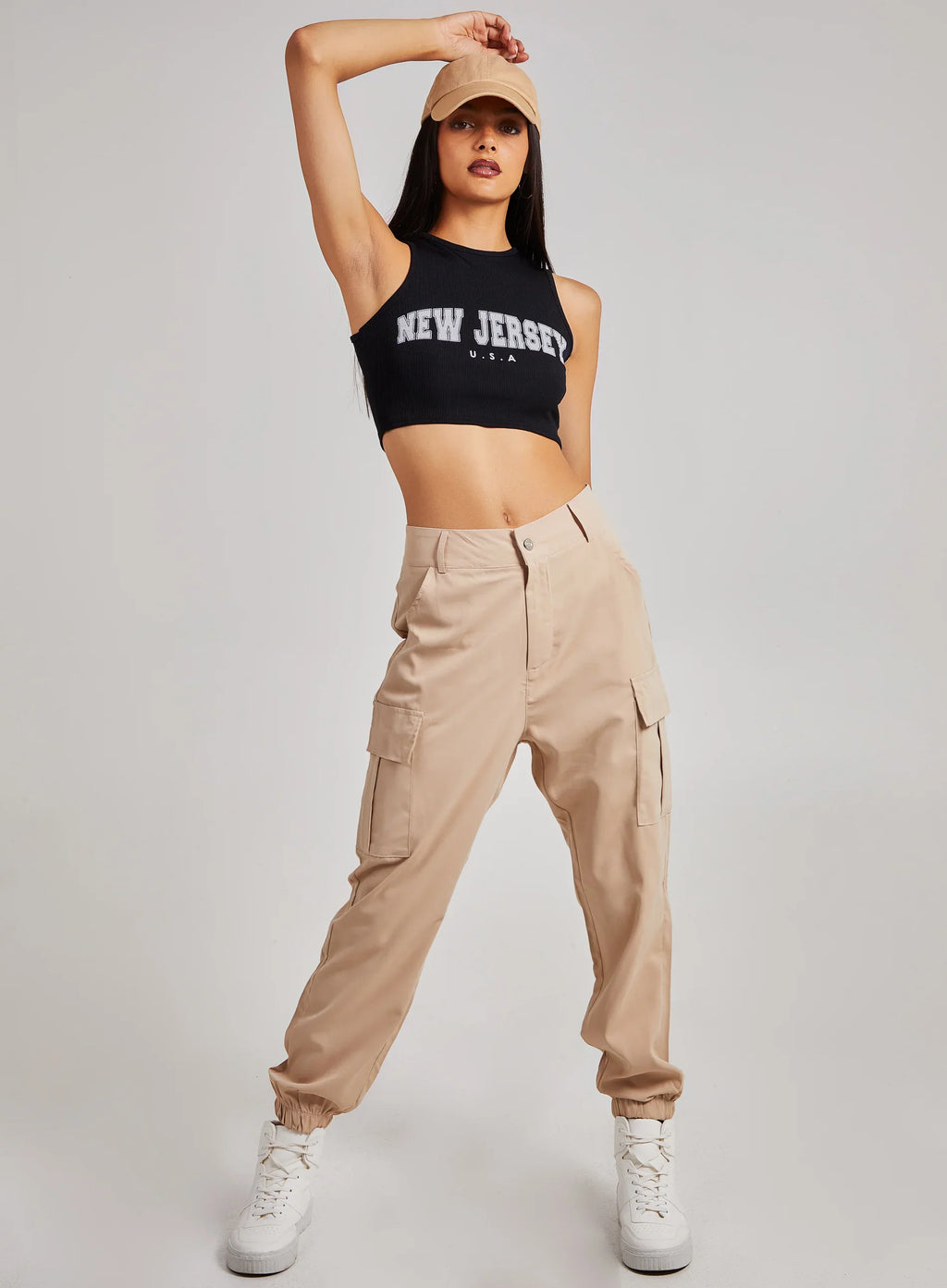 Printed Ribbed Crop Top