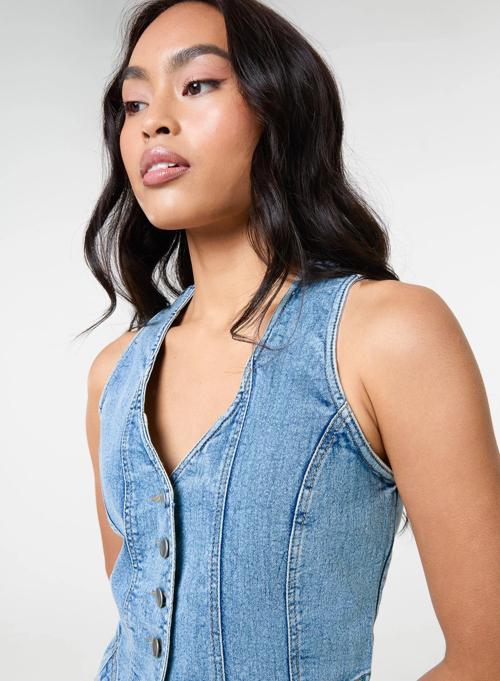 Denim Fitted Waistcoat