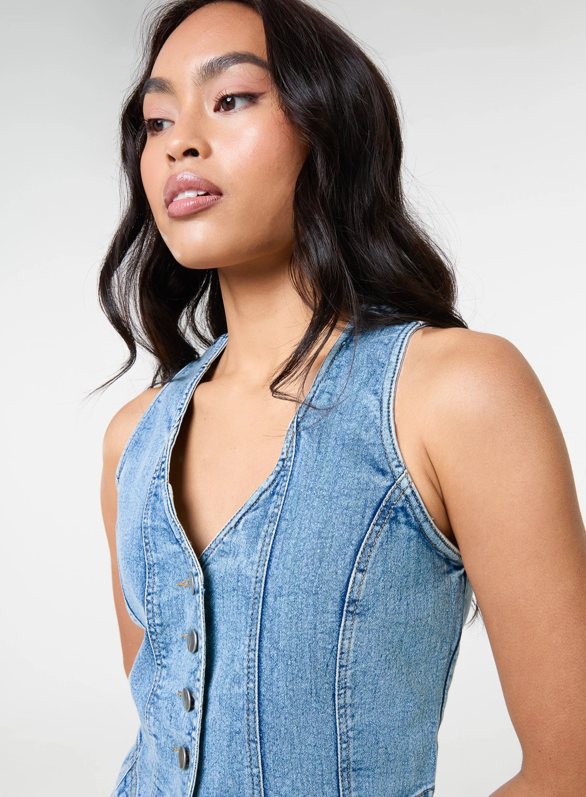 Denim Fitted Waistcoat