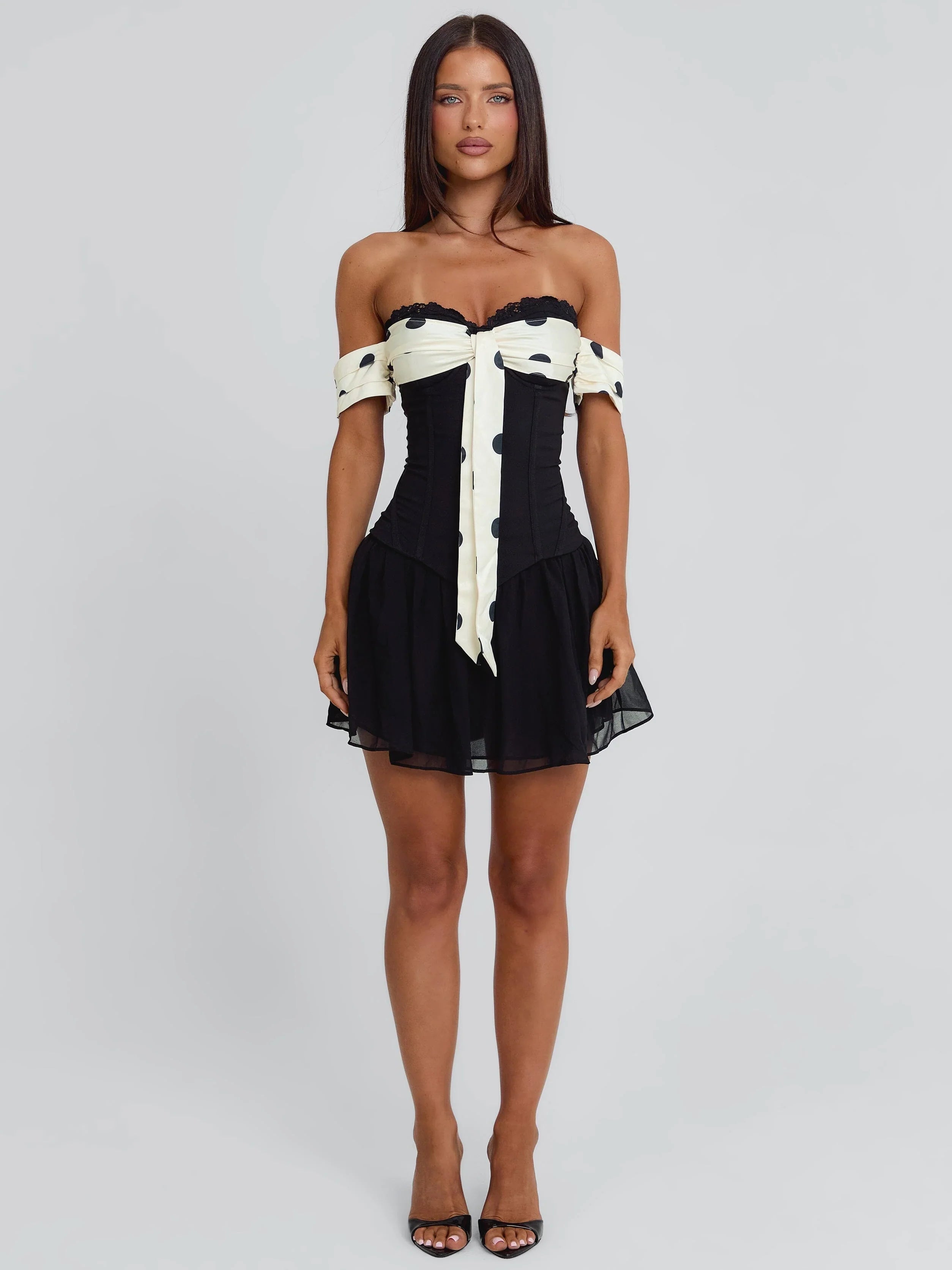 PRESLEY MINI DRESS BLACK POLKA DOT