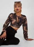 Open Back Marble Print Top