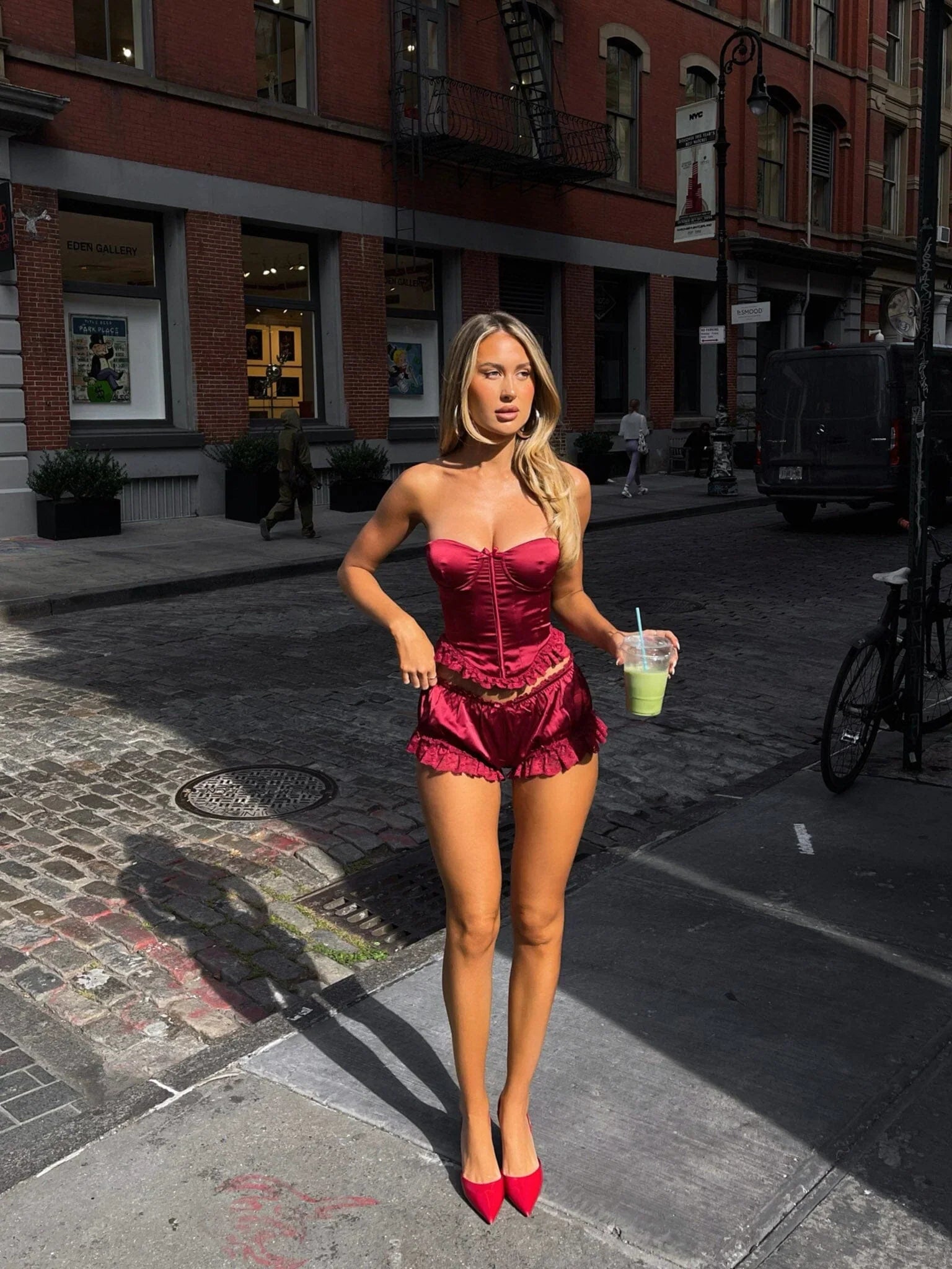 LUCINE CORSET TOP DEEP RED