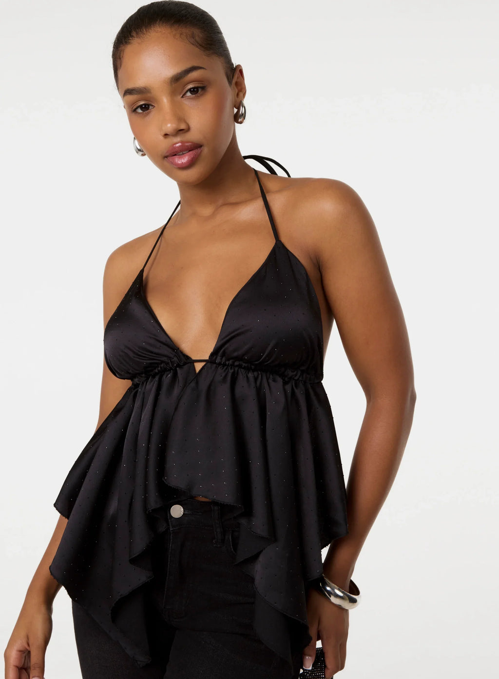 Diamante Satin Halter Top