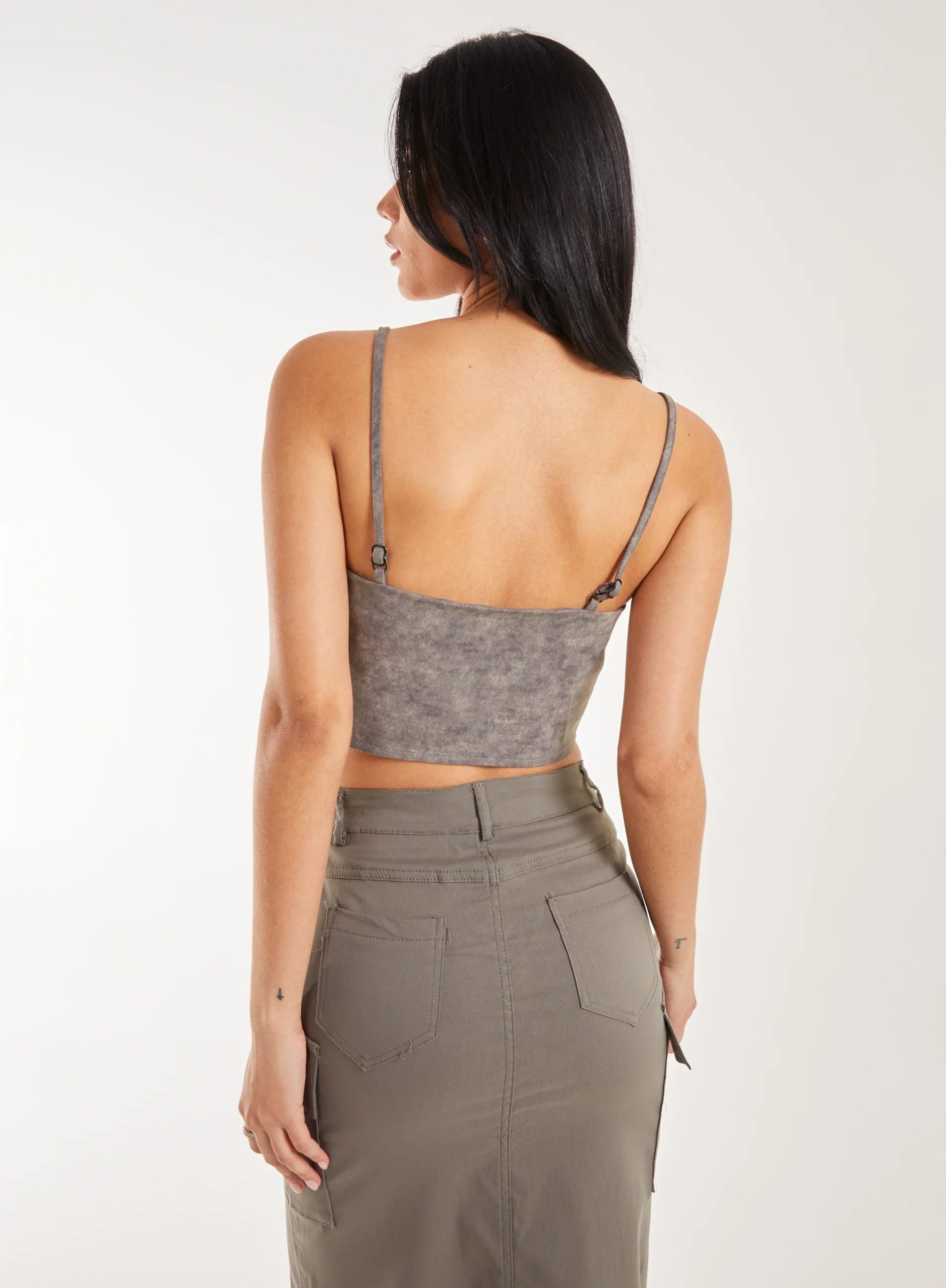 Stone Washed Stretch Crop Top
