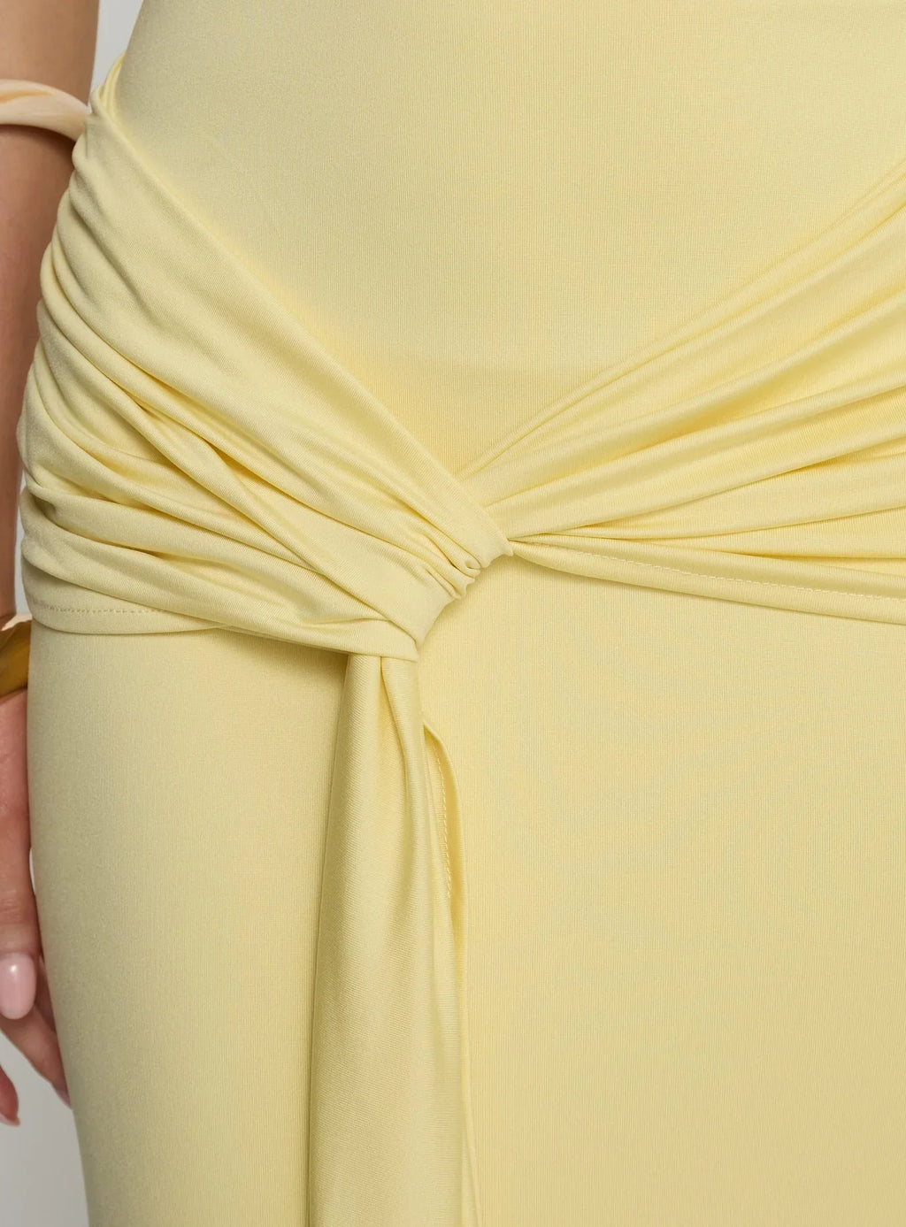Get Lucky Drape One Shoulder Maxi Dress Lemon Yellow