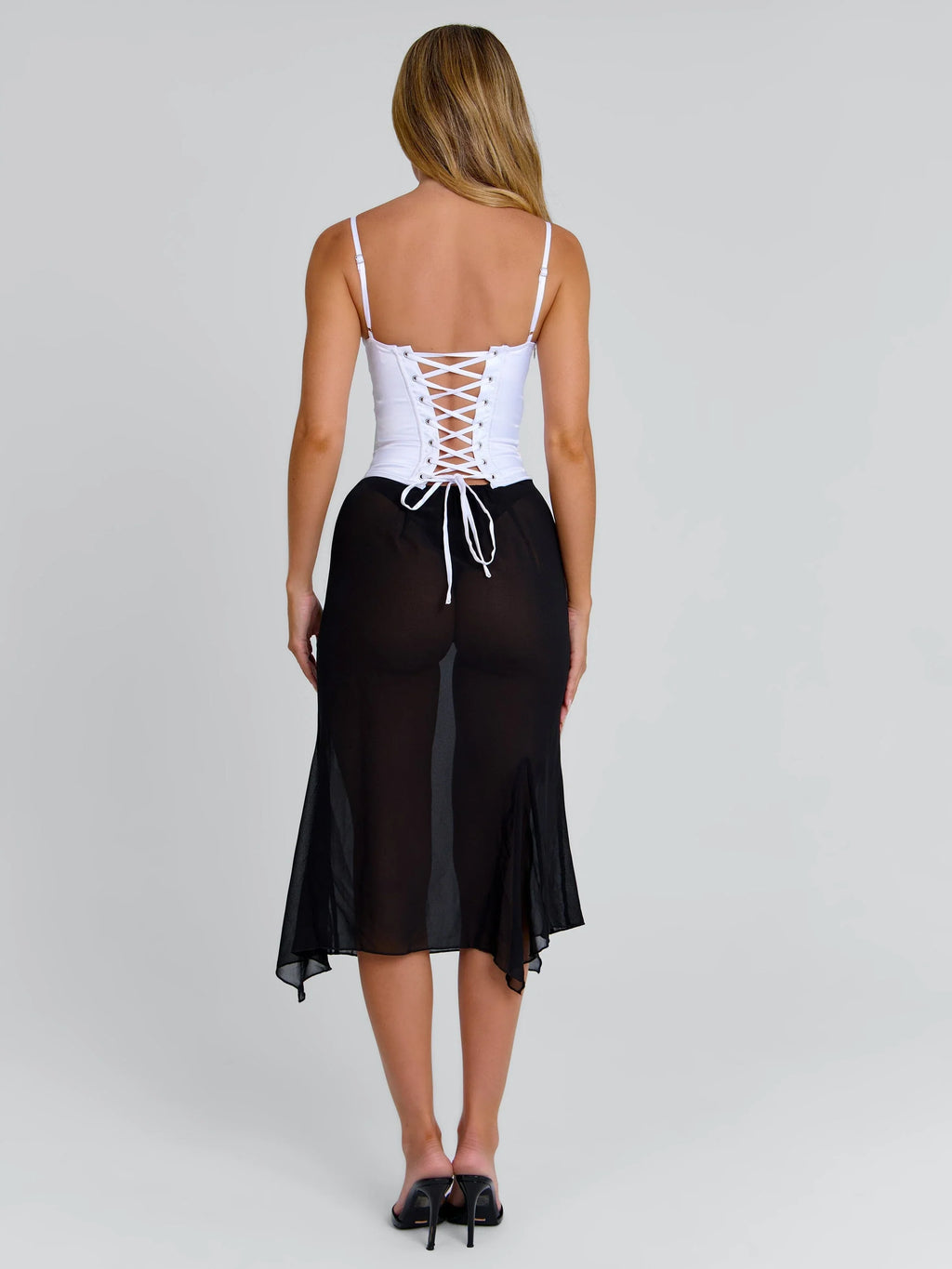 KAILEN MIDI DRESS WHITE BLACK