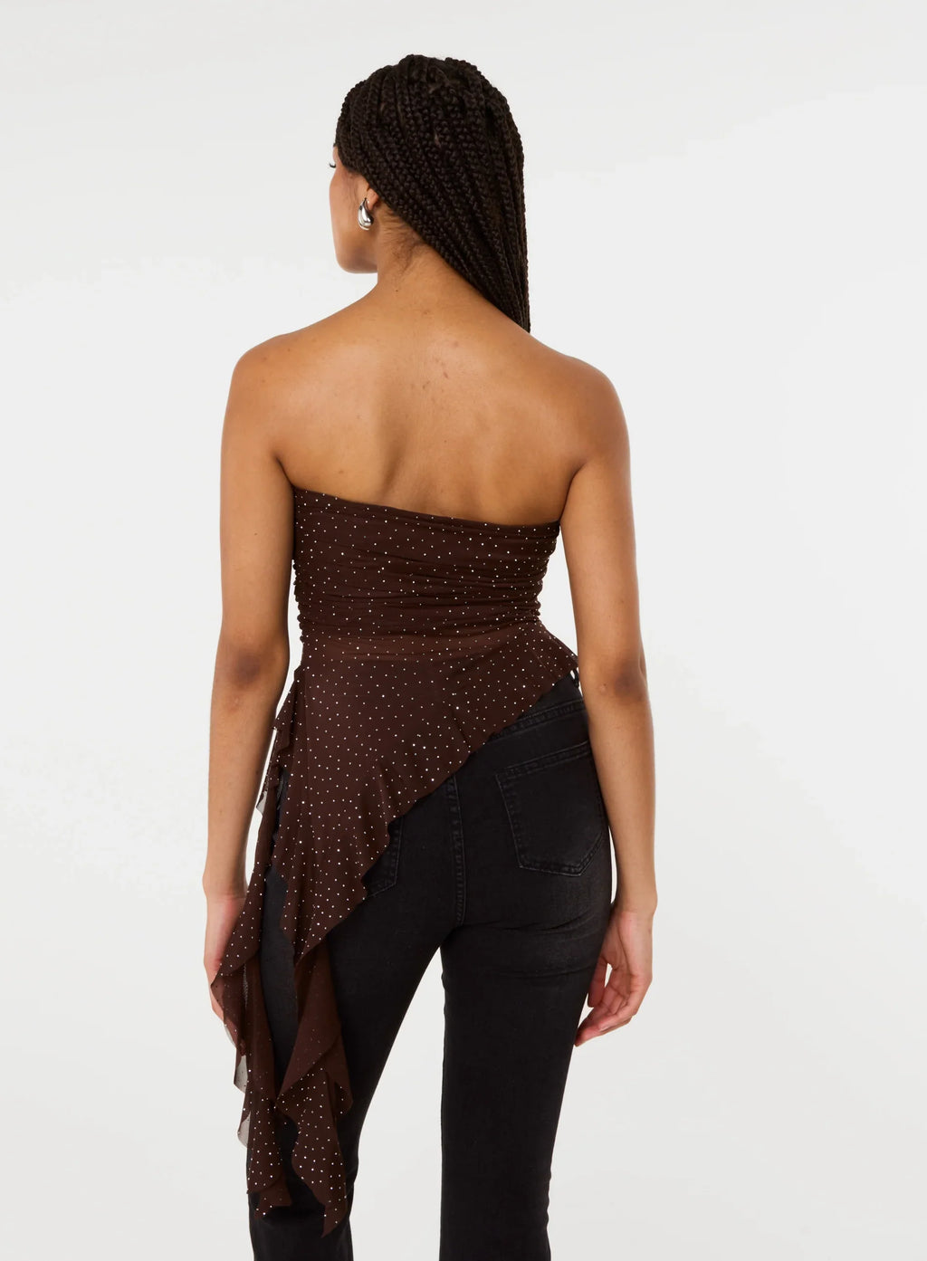 Asymmetric Diamante Bandeau Top