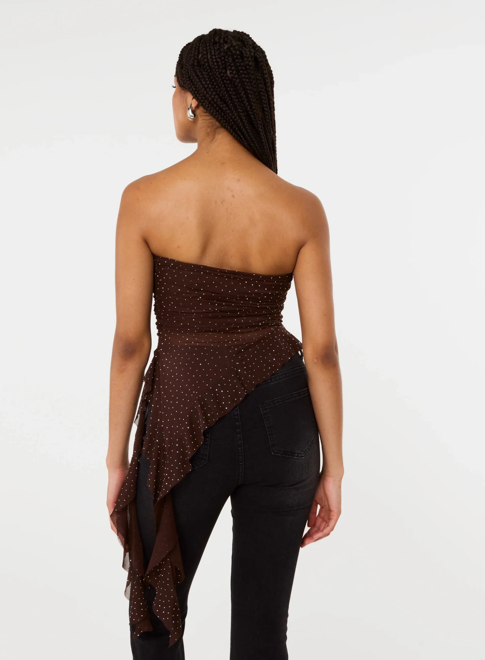 Asymmetric Diamante Bandeau Top