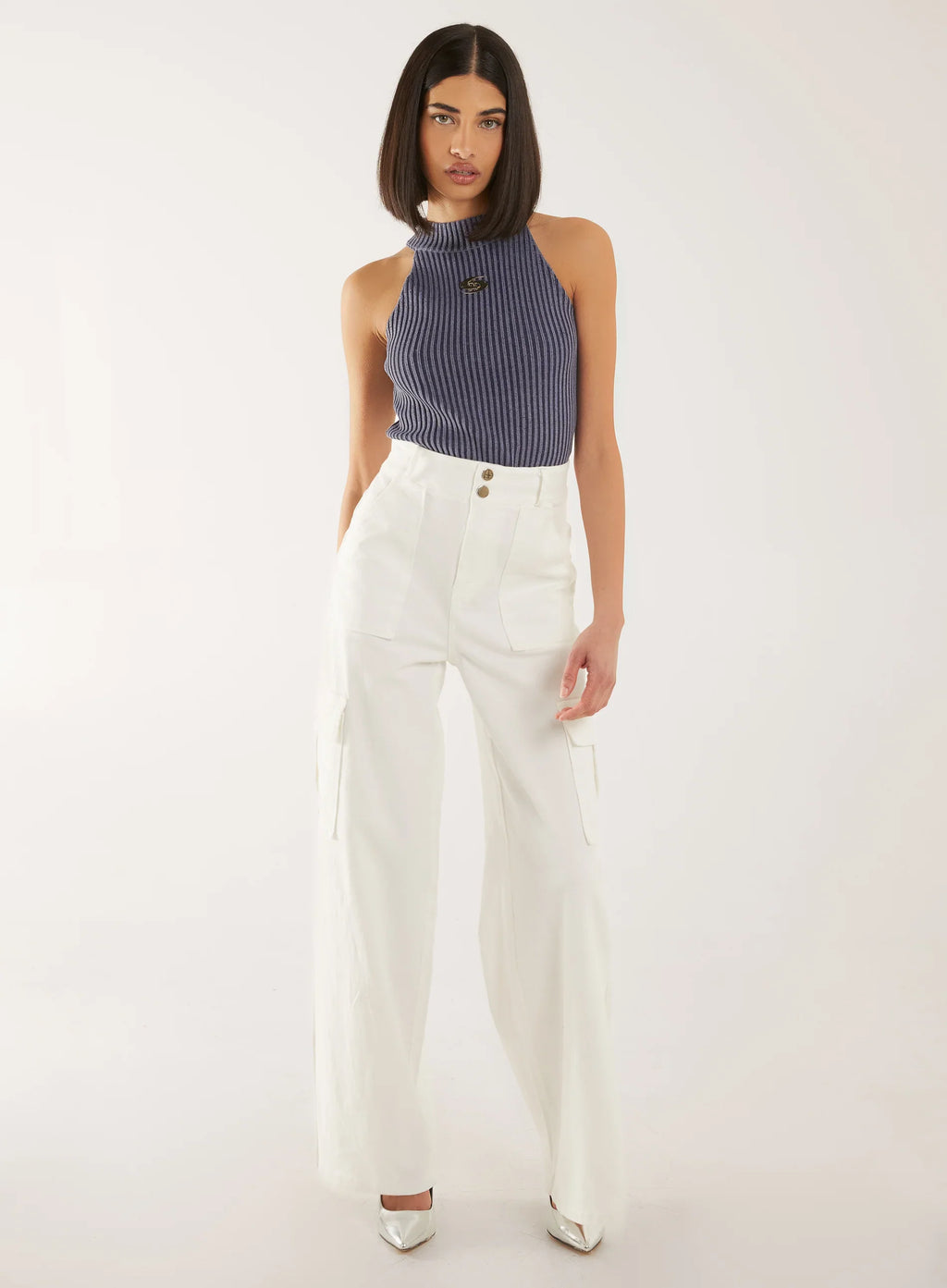 High Neck Logo Detail Racer Top
