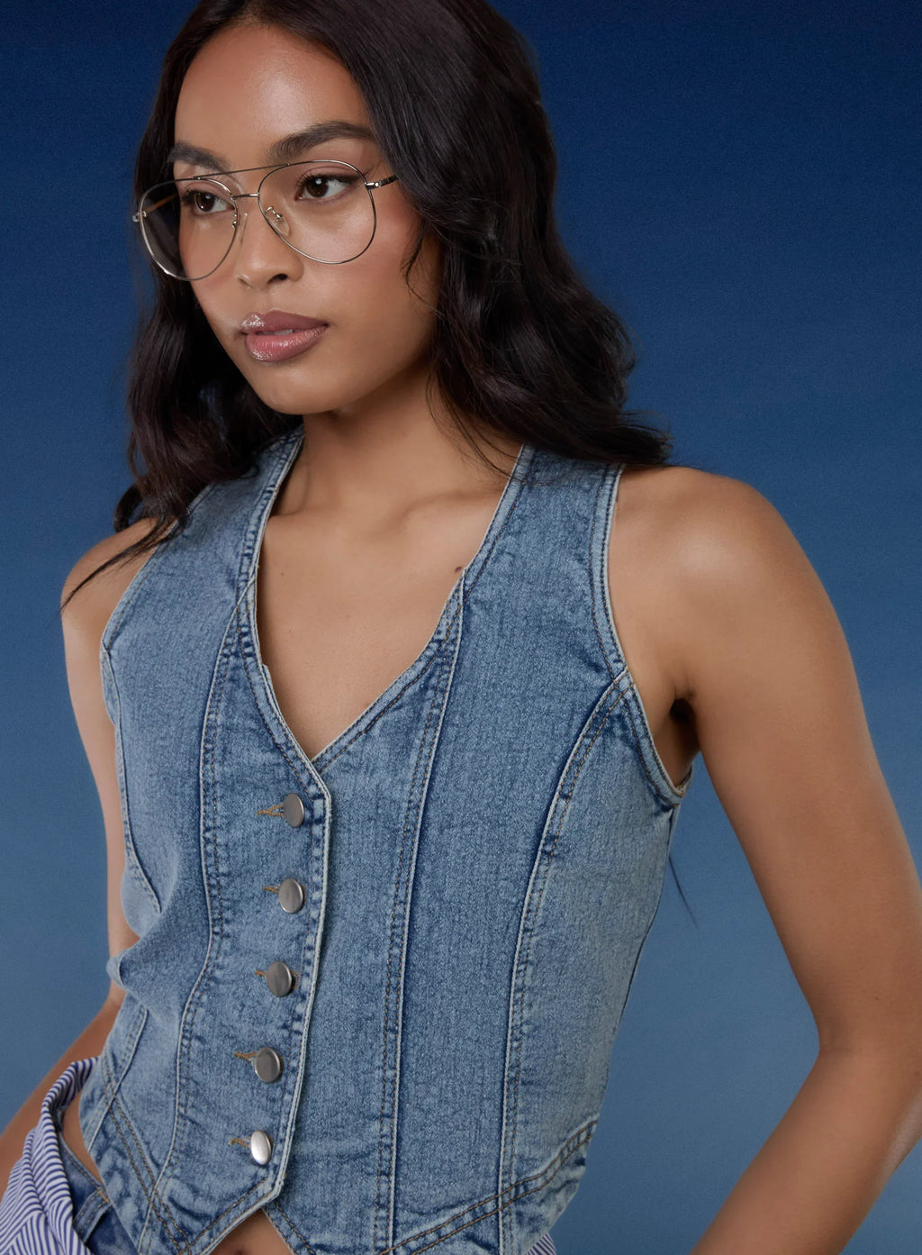 Denim Fitted Waistcoat