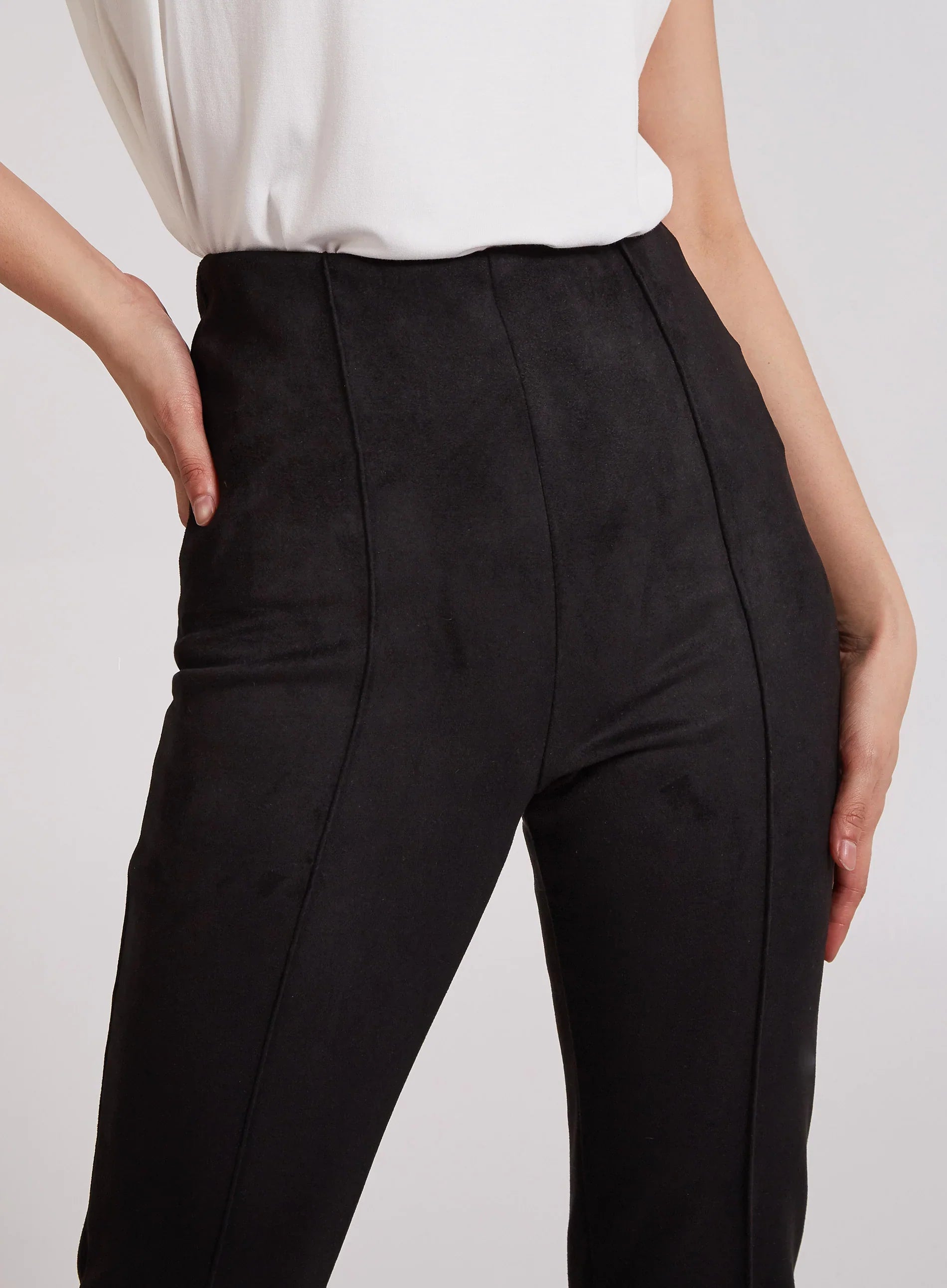 Pintuck Suedette Split Hem Trousers