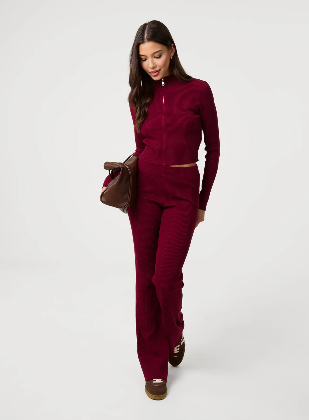 Zip Up Ribbed Set