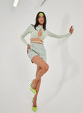 Keyhole Tie Front Long Sleeve Top